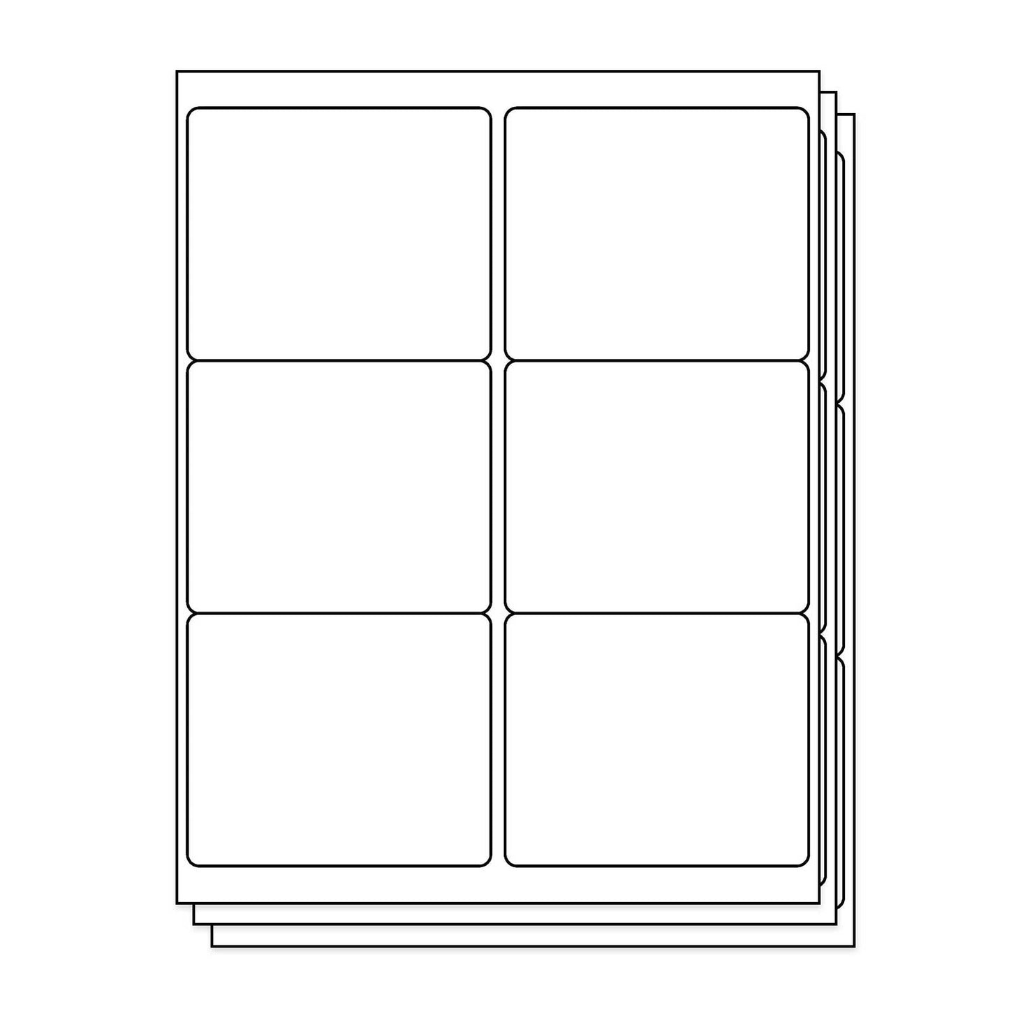 6UP | 4 x 3.33 inch Blank Rectangle Labels - 6 Labels per Sheet