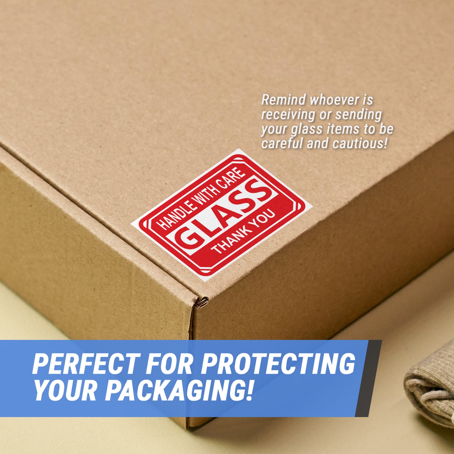 3 x 2 inch | Shipping & Handling: Glass, Handle with Care Stickers