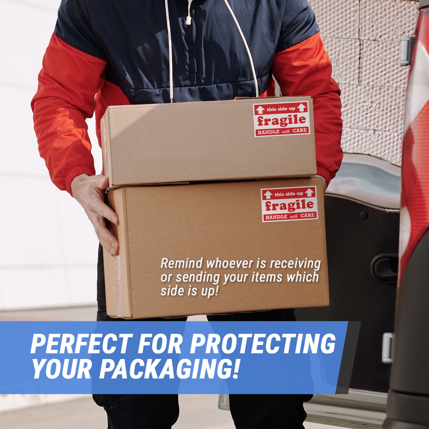 5 x 3 inch | Shipping & Handling: Fragile, Handle With Care Stickers