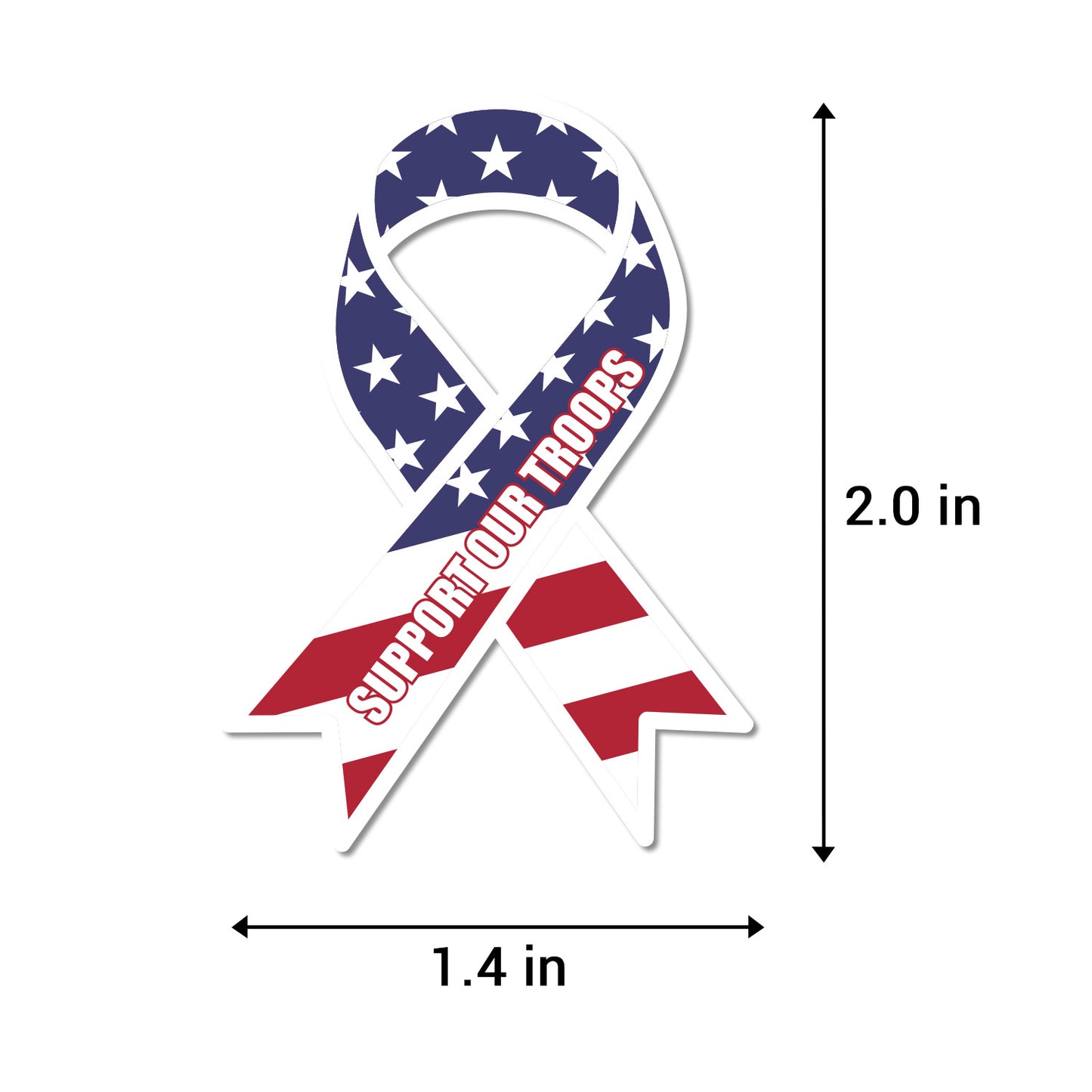 2.2 x 1.6 inch | Awareness: Support the Troops Awareness Ribbon Stickers