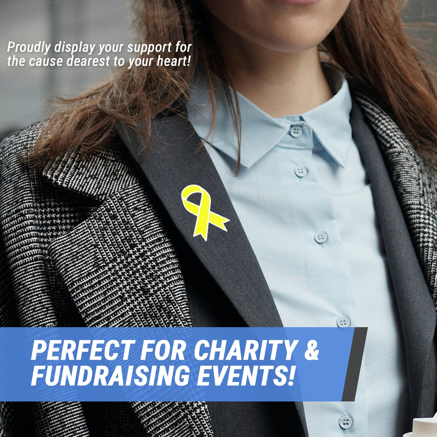 2.2 x 1.6 inch | Awareness: Fluorescent Yellow Awareness Ribbon Sticker