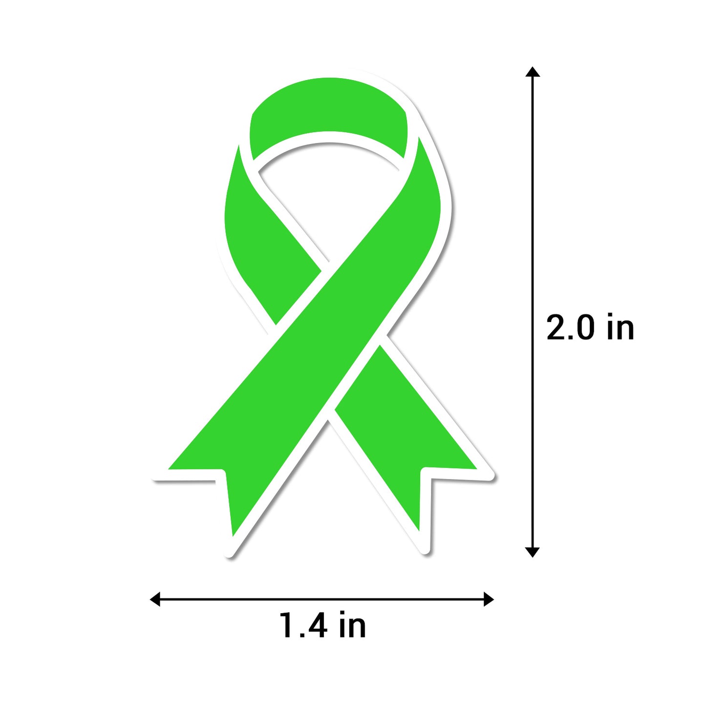 2.2 x 1.6 inch | Awareness: Fluorescent Green Awareness Ribbon Stickers