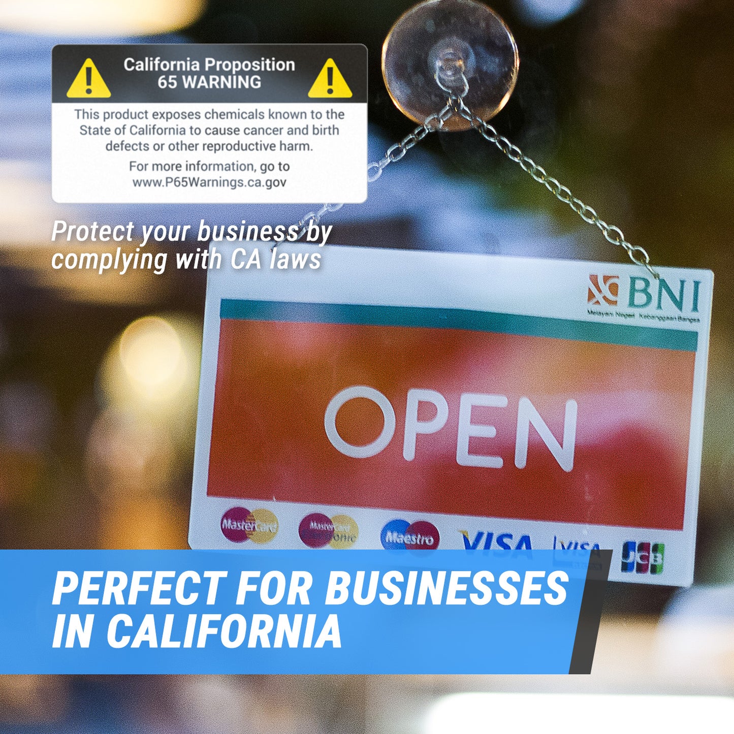 4 x 2 inch | Warning & Caution: California Proposition 65 Warning Stickers