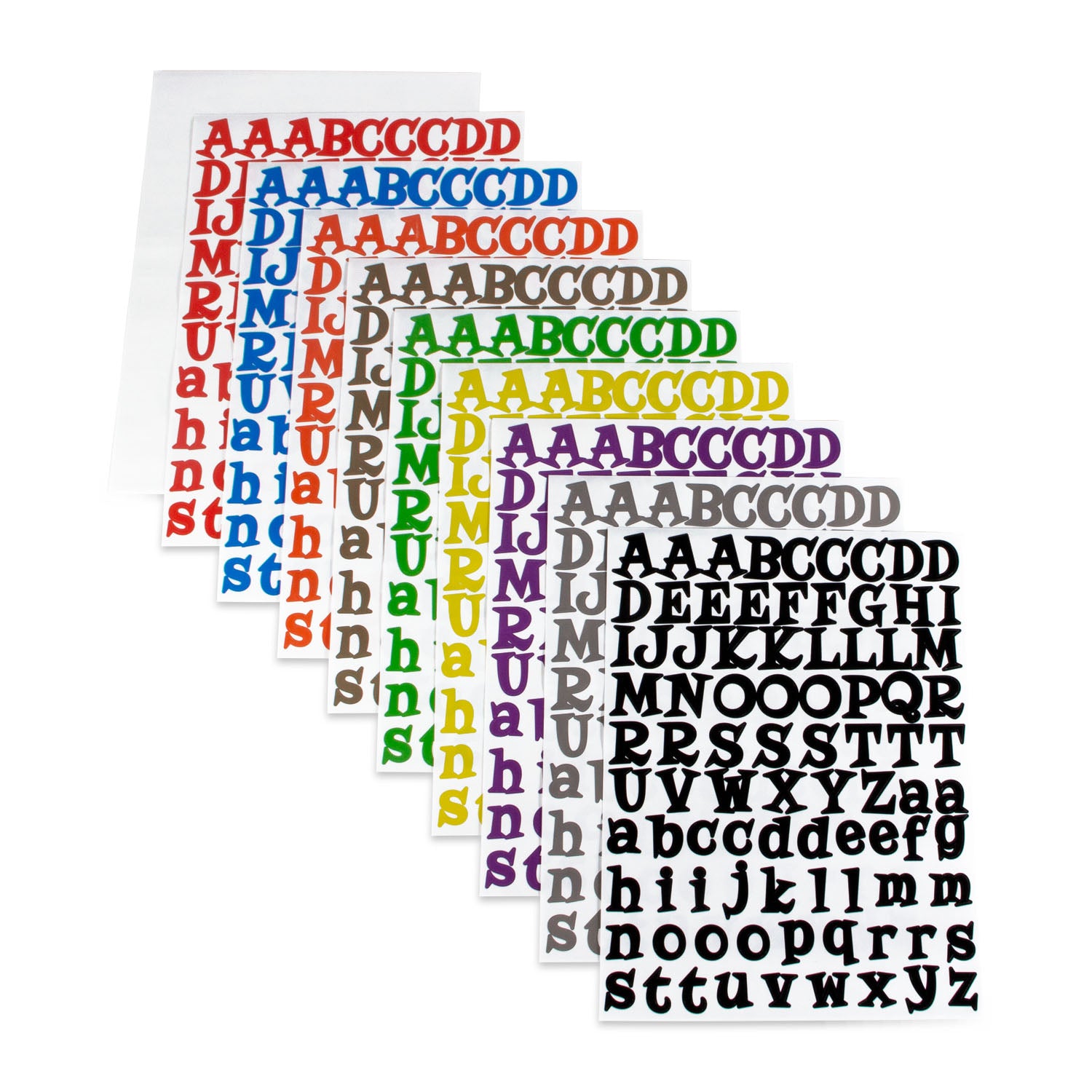 0.8 tall | 10 Sets of Capital Letter Alphabet & 10 Sets of Lower Case  Letter Alphabet Stickers