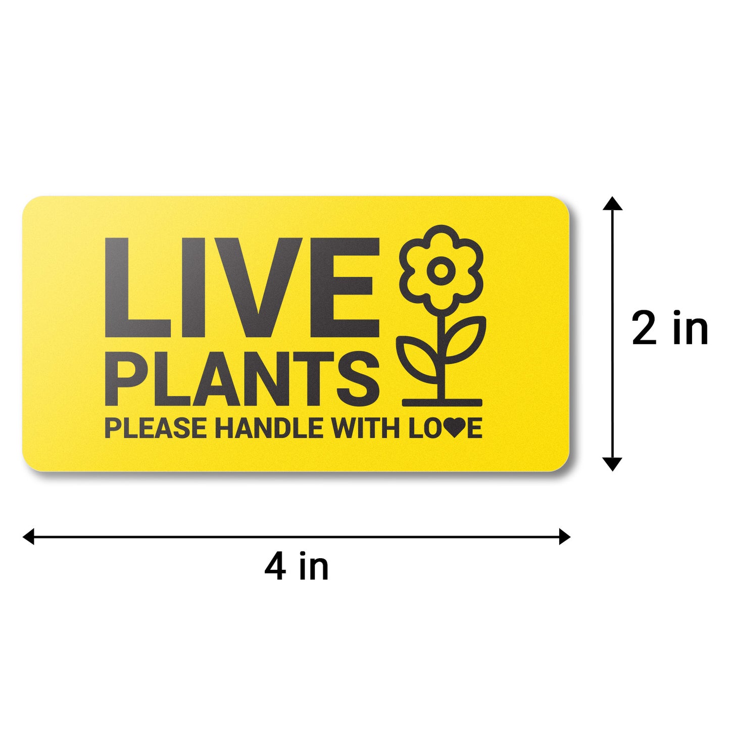 4 x 2 inch | Shipping & Handling: Please Handle with Love, Live Plants Stickers