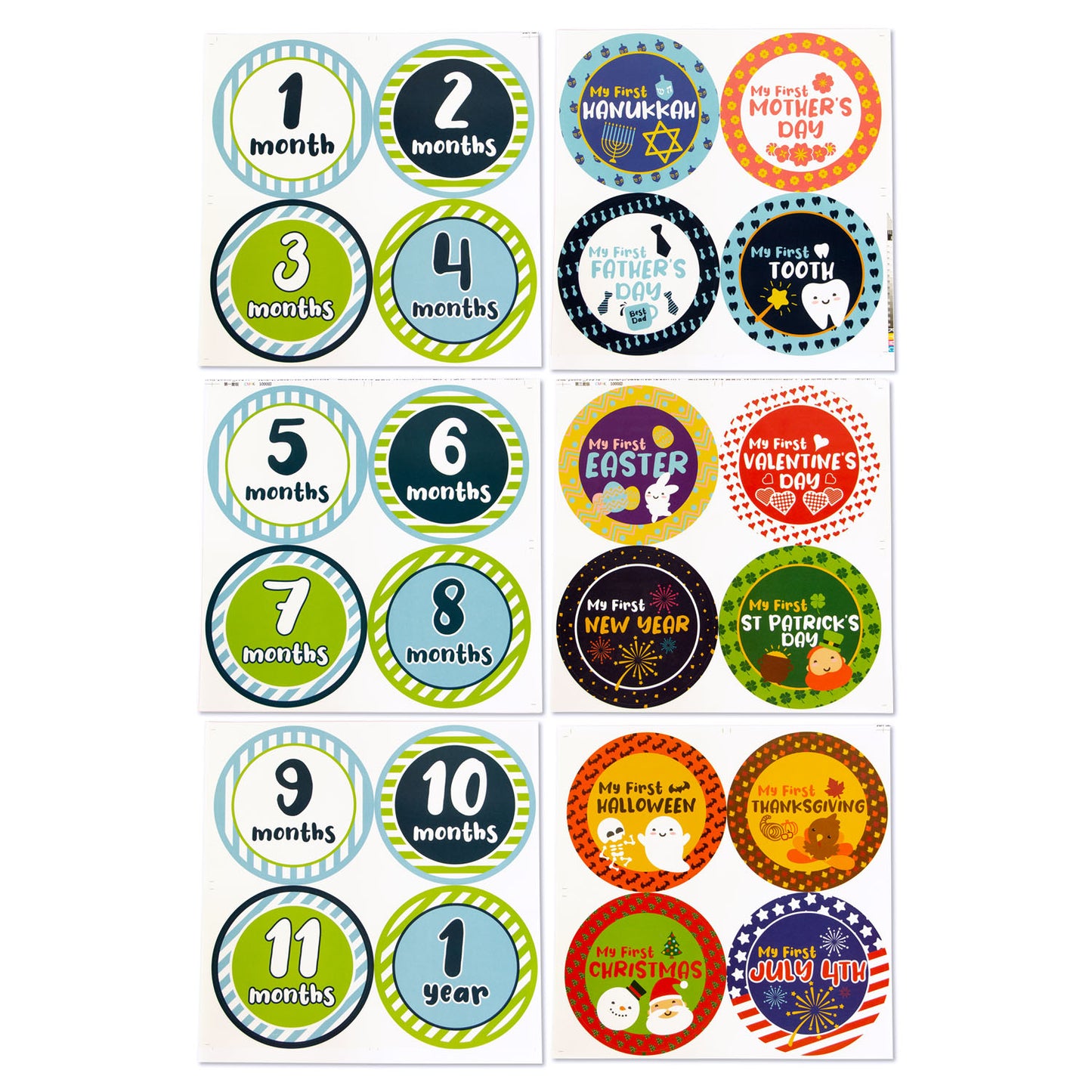 4 inch | Newborn Baby Boy Stickers Bundle (1 Month to 1 Year)