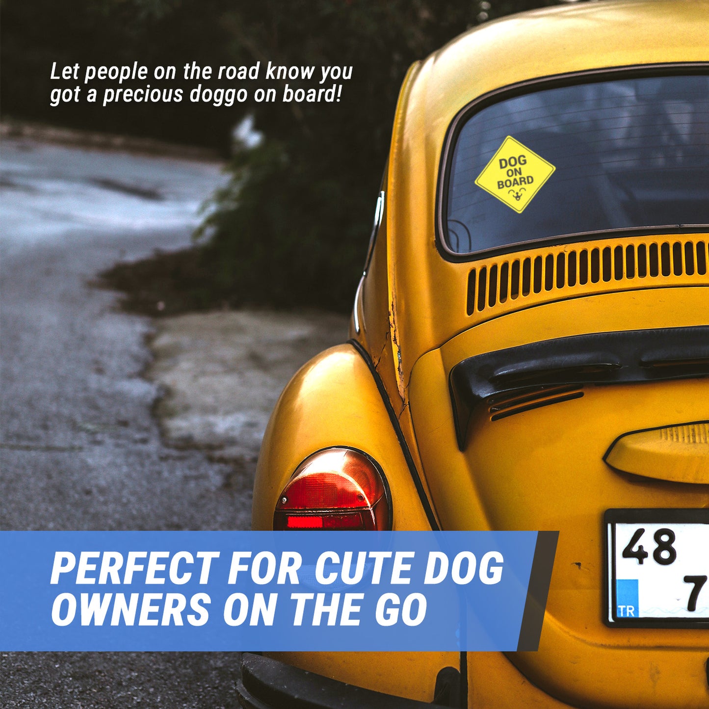 5 x 5 inch Caution & Warning: Dog on Board Stickers with Paw Print