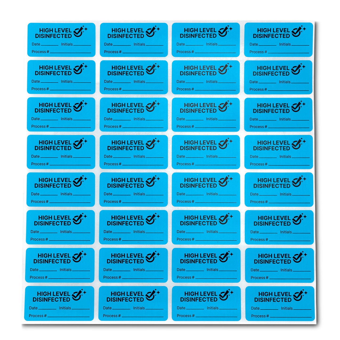1.5 x 0.75 inch | Sanitized / High Level Disinfected Stickers
