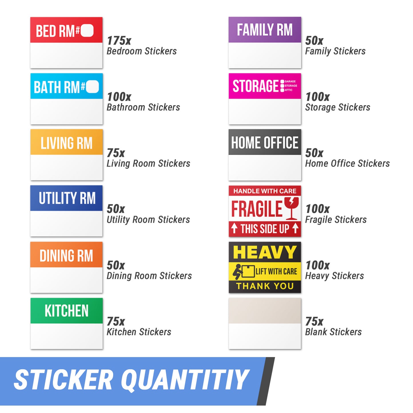 3 x 2 inch | Moving & Packing: Moving Labels for 3 - 5 Bedrooms (12 Designs)