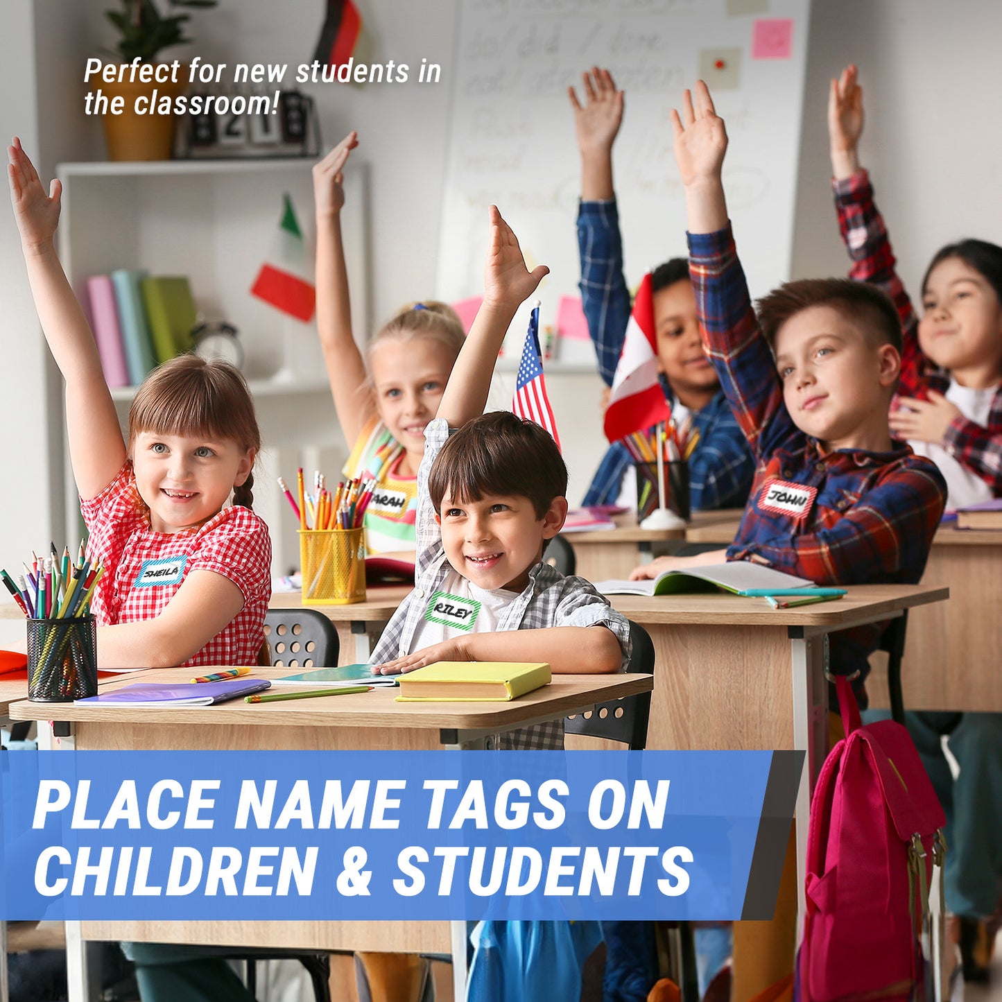 3.5 x 2.25 inch | Name Tags: Stripped Border Write-in Name Tags (6-Colors)