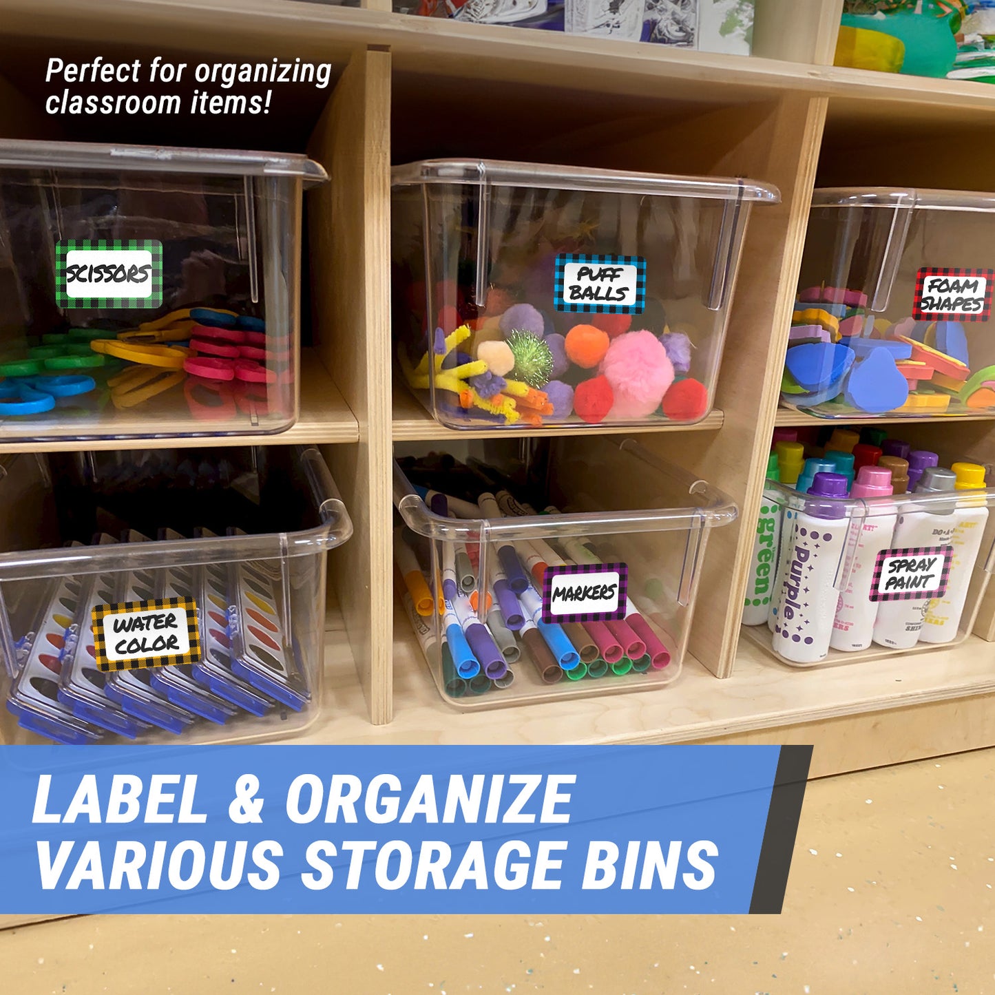 3.5 x 2.25 inch | Name Tags: Plaid Border Write-in Name Tags (6-Colors)