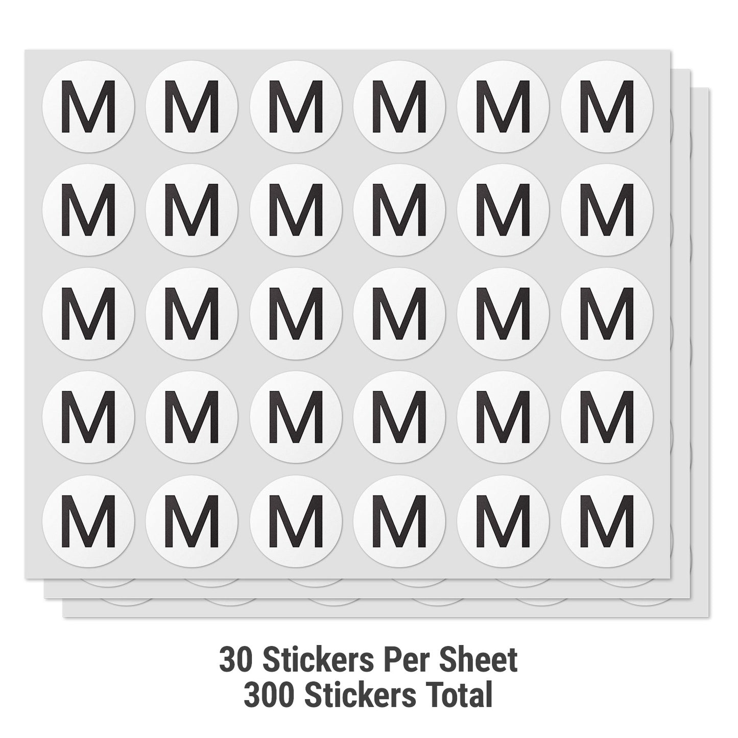 0.5 inch | Inventory: Capital Letter M Labels