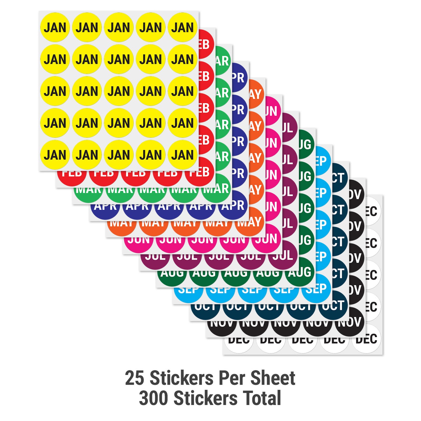 1 inch | Color-Coded January to December Labels