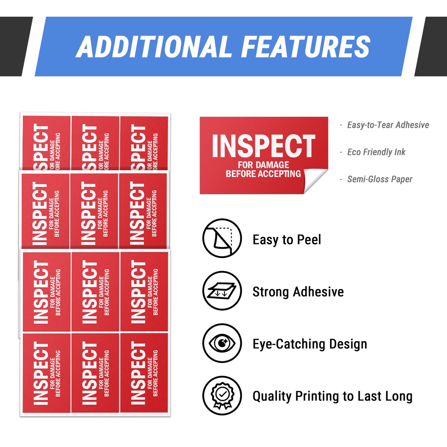 5 x 3 inch | Quality Control Labels: Inspect for Damage Labels