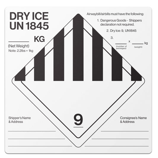 6 x 6 inch | Shipping & Handling Label: Dry Ice