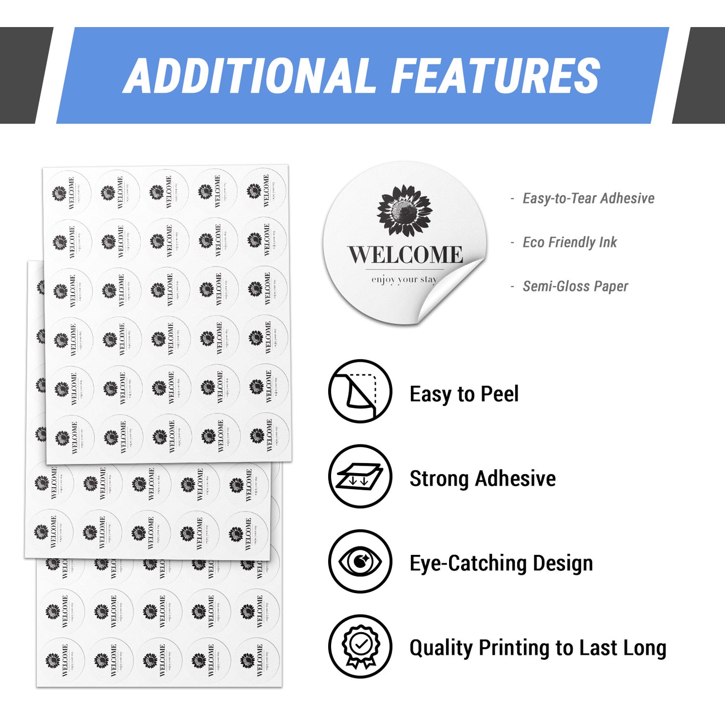 2 inch | Retail & Sales Stickers: Welcome, Enjoy Your Stay