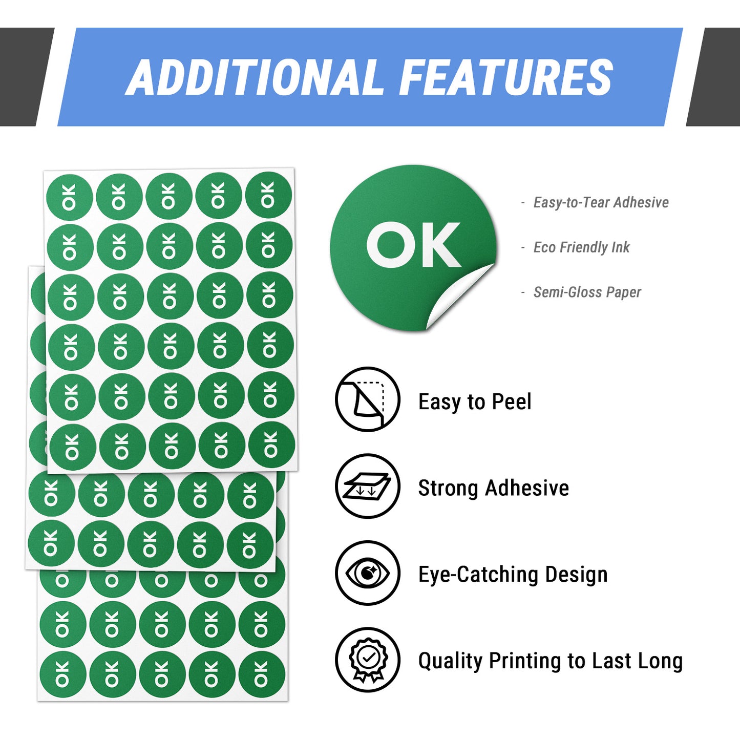 1 inch | Quality Control: Color-Coded OK Stickers