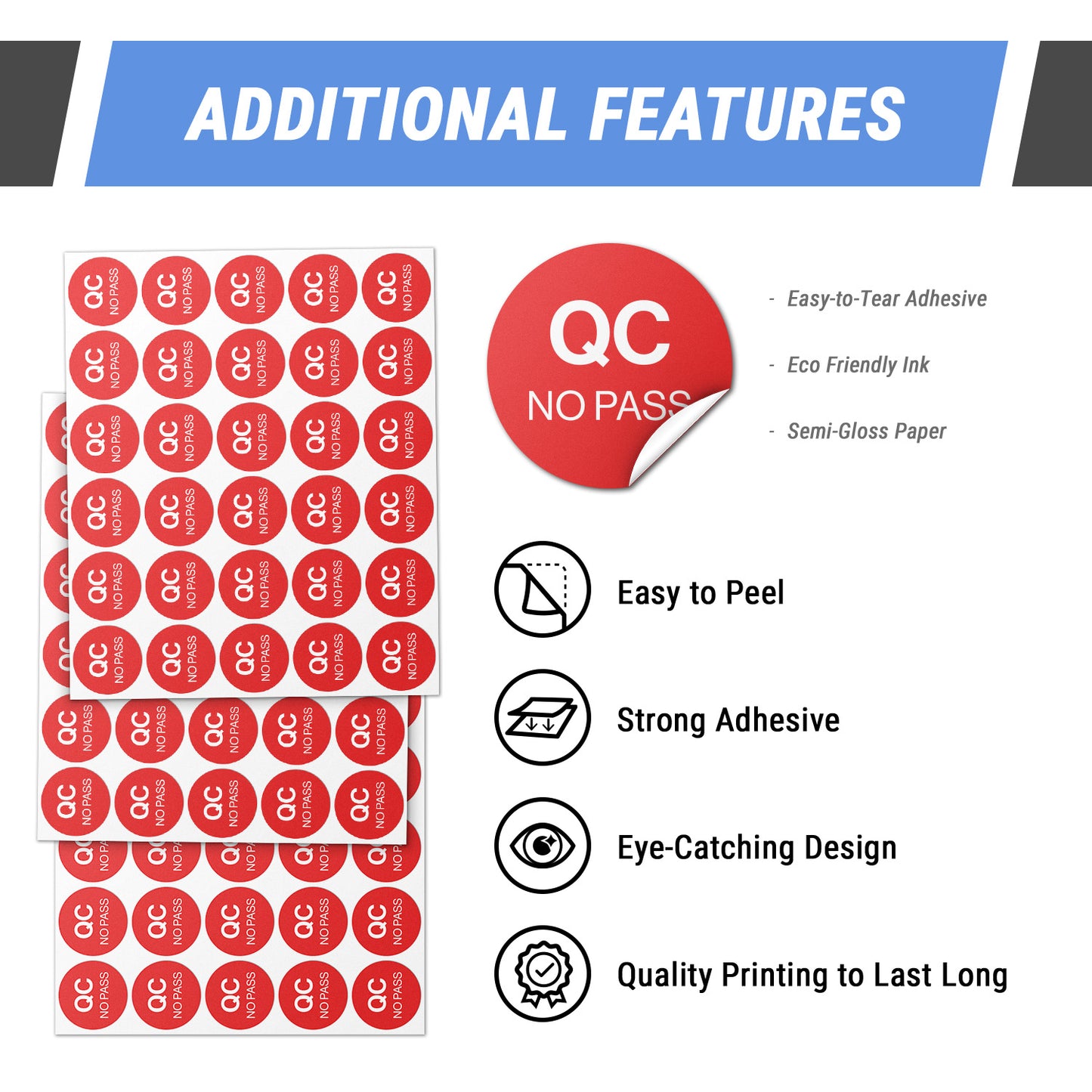 1 inch | Quality Control: QC No Pass Stickers