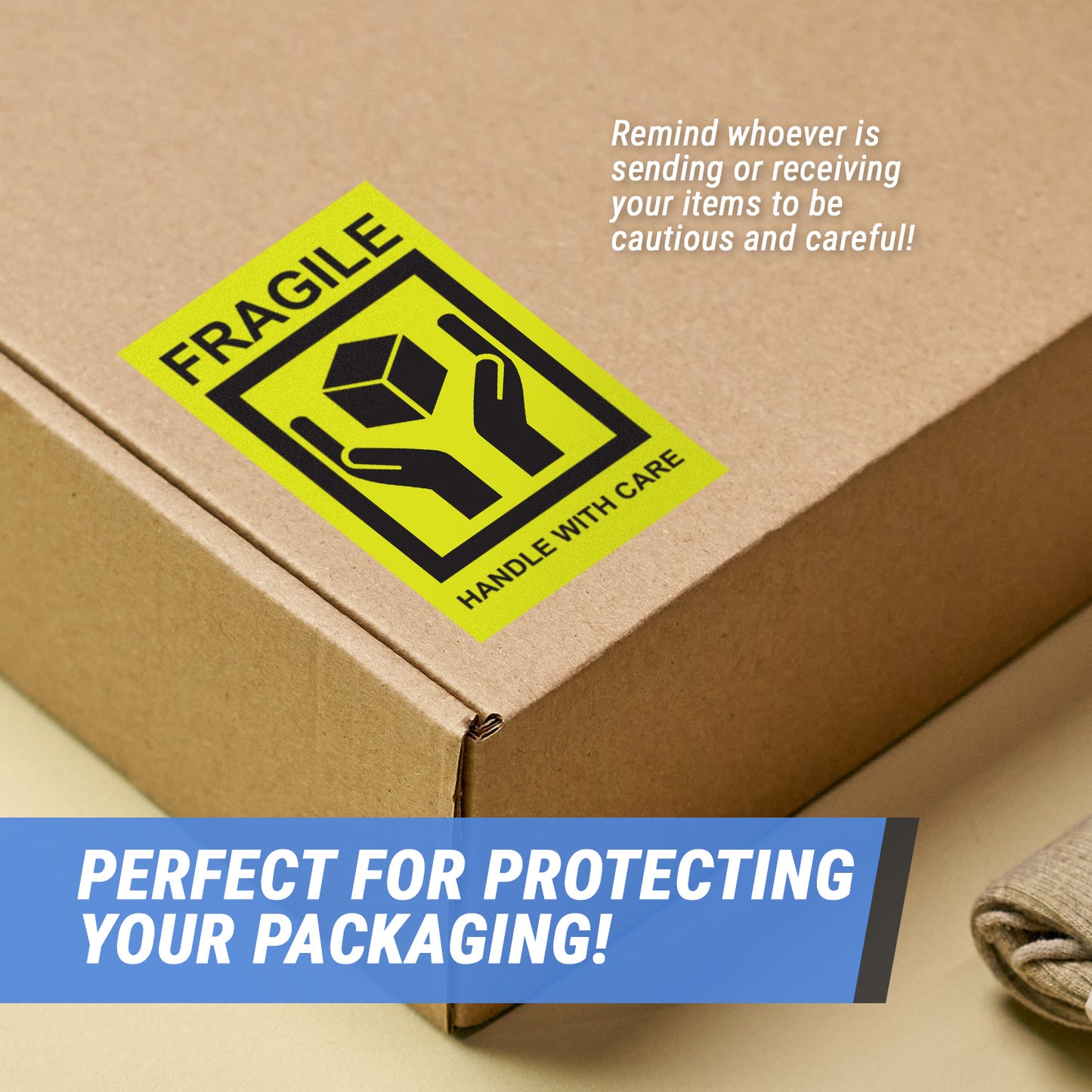 2 x 3 inch | Shipping & Handling: Fragile Stickers - Handle with Care Stickers