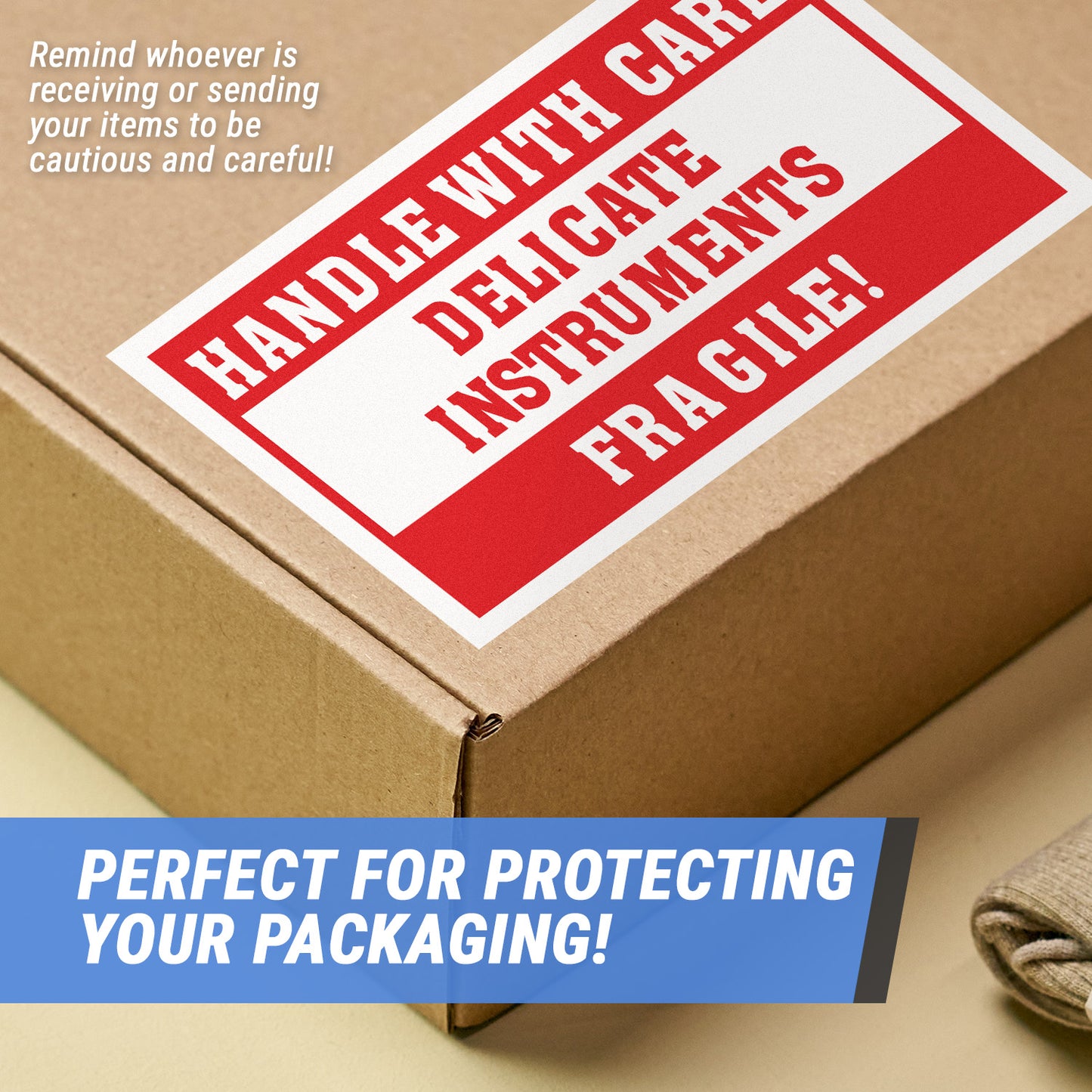 5 x 3 inch | Shipping & Handling: Handle with Care, Delicate Instruments Stickers