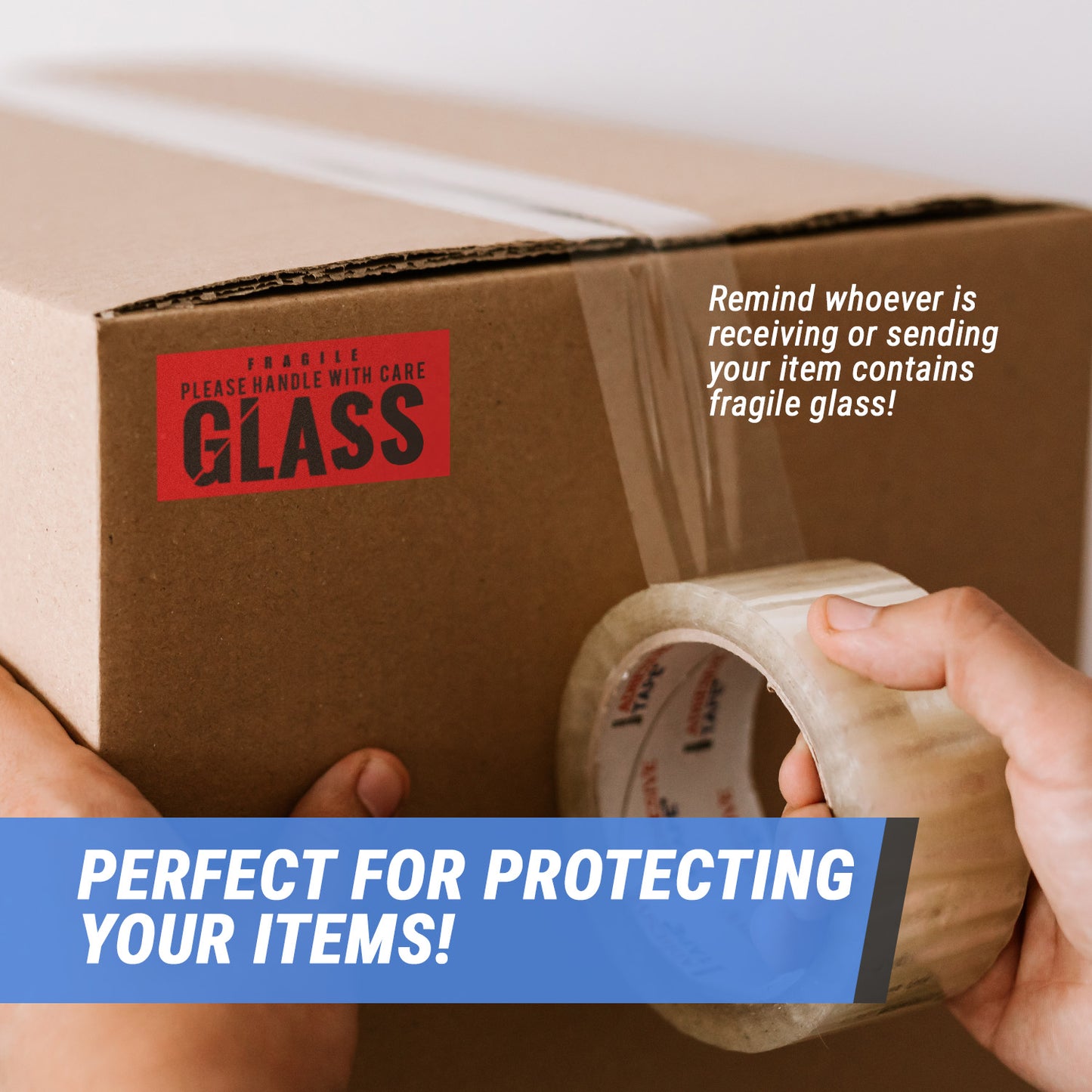 4 x 2 inch | Shipping & Handling: Fragile, GLASS, Handle with Care Stickers