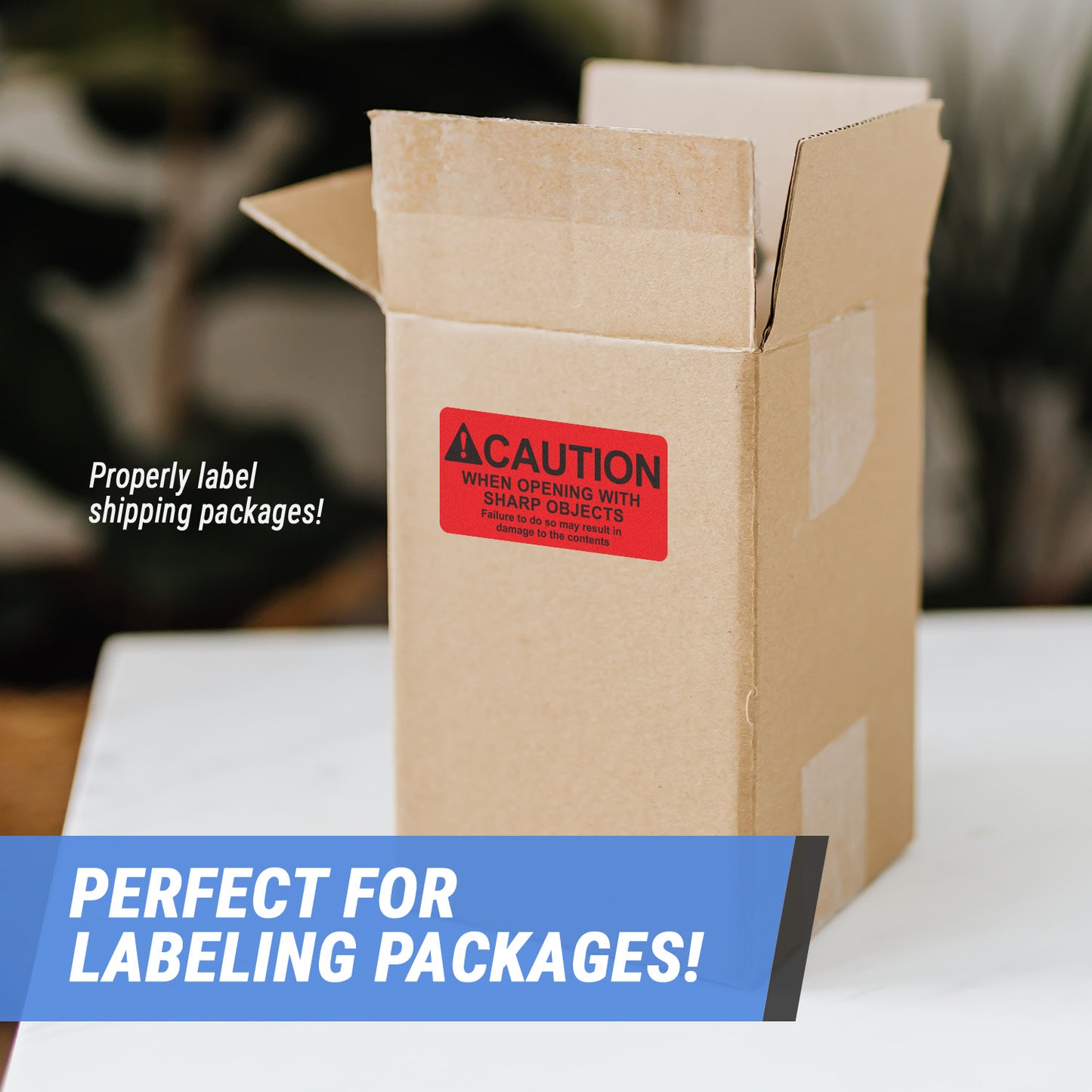 4 x 2 inch | Shipping & Handling: Caution When Opening Stickers