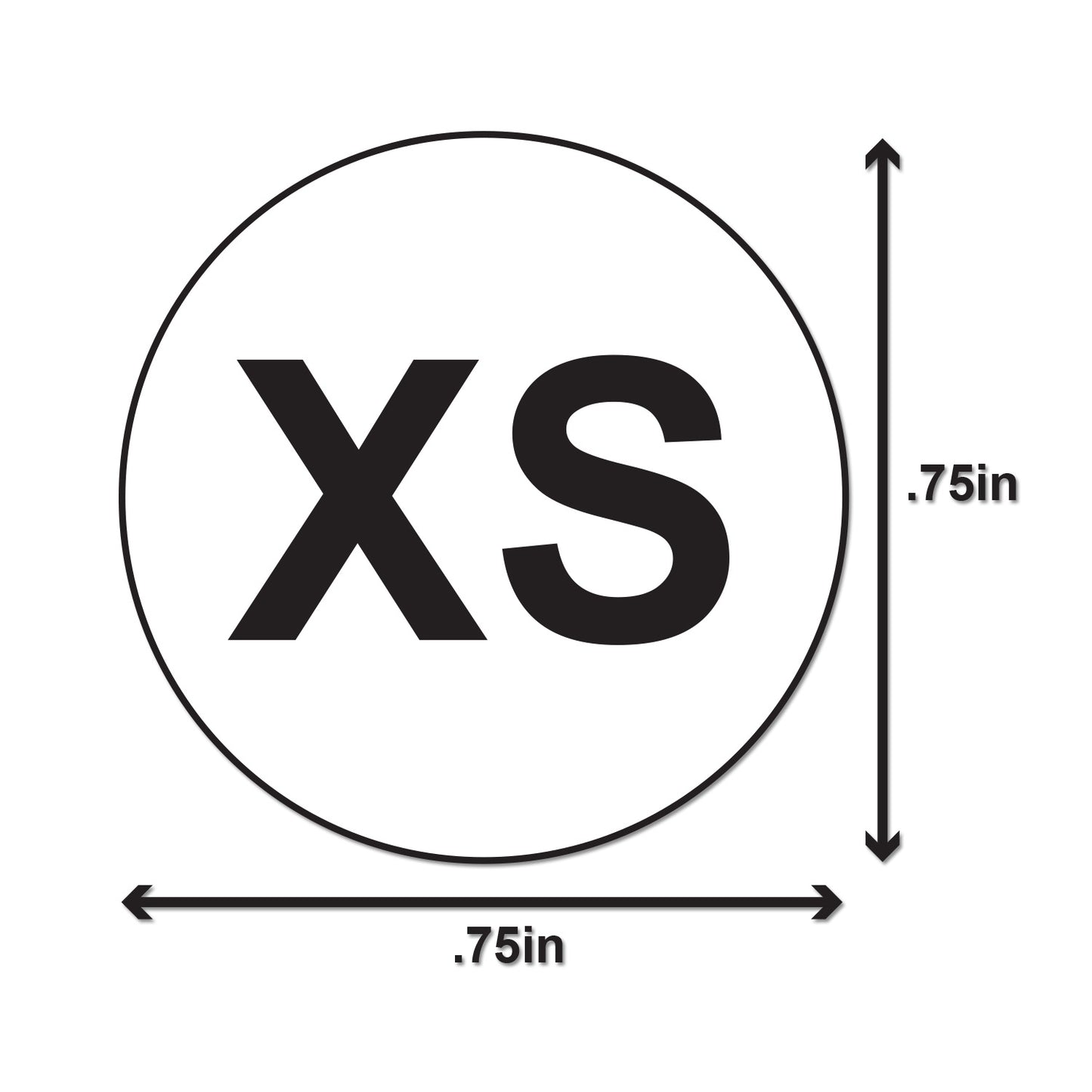 3/4 inch | Clothing Size: Extra Small (XS) Size Stickers