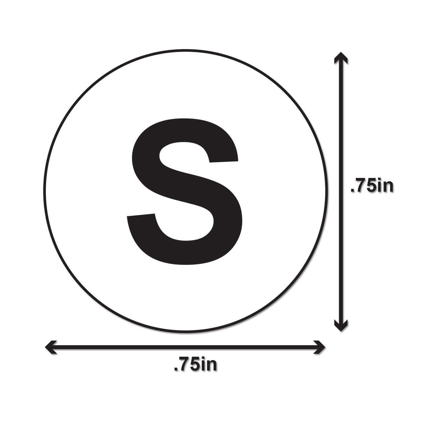3/4 inch | Clothing Size: Small (S) Size Stickers