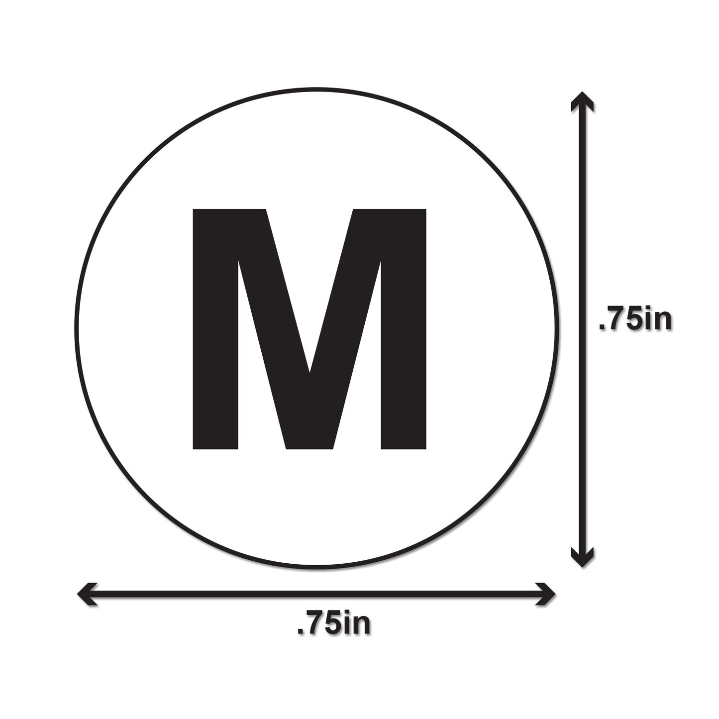 3/4 inch | Clothing Size: Medium (M) Size Stickers