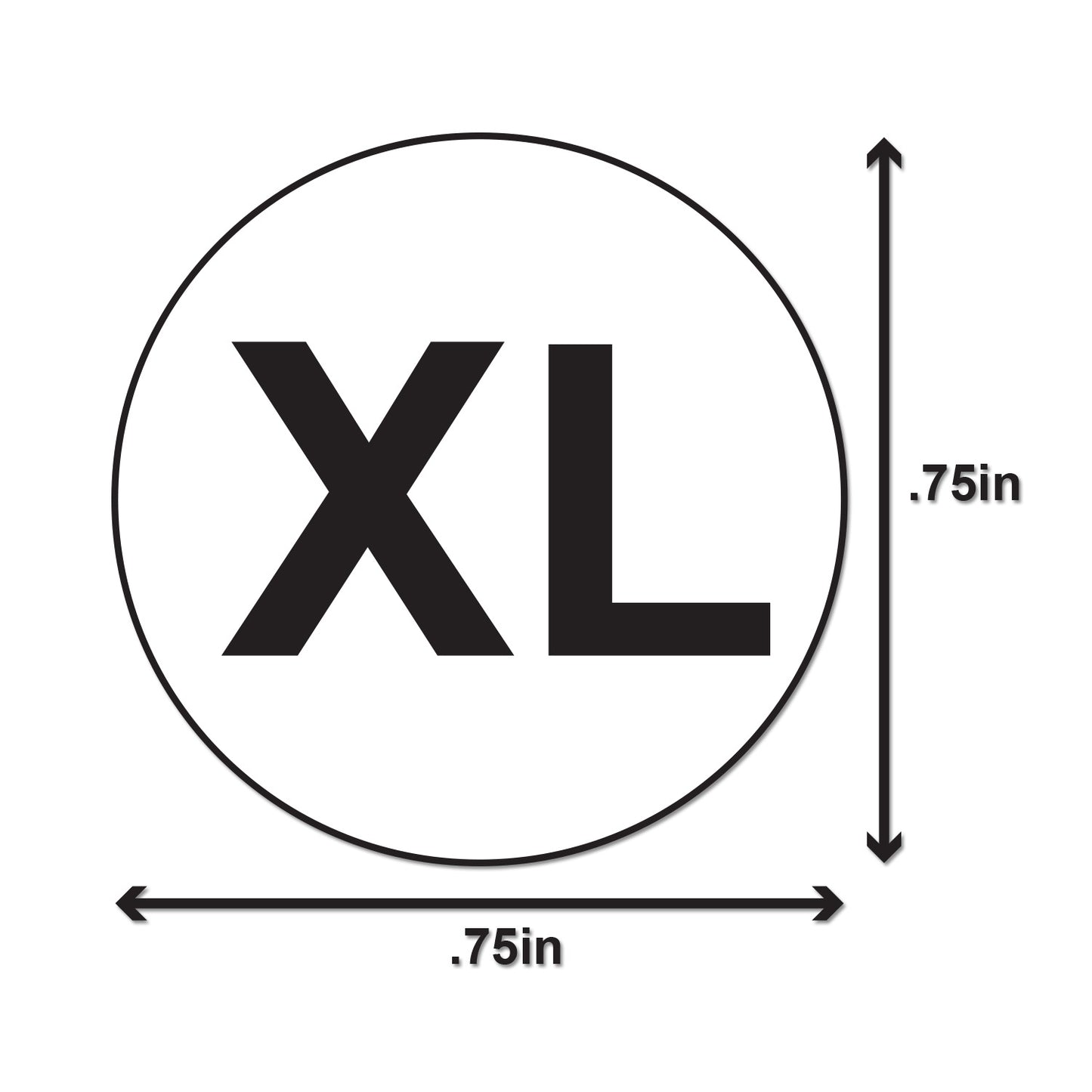 3/4 inch | Clothing Size: X-Large (XL) Size Stickers