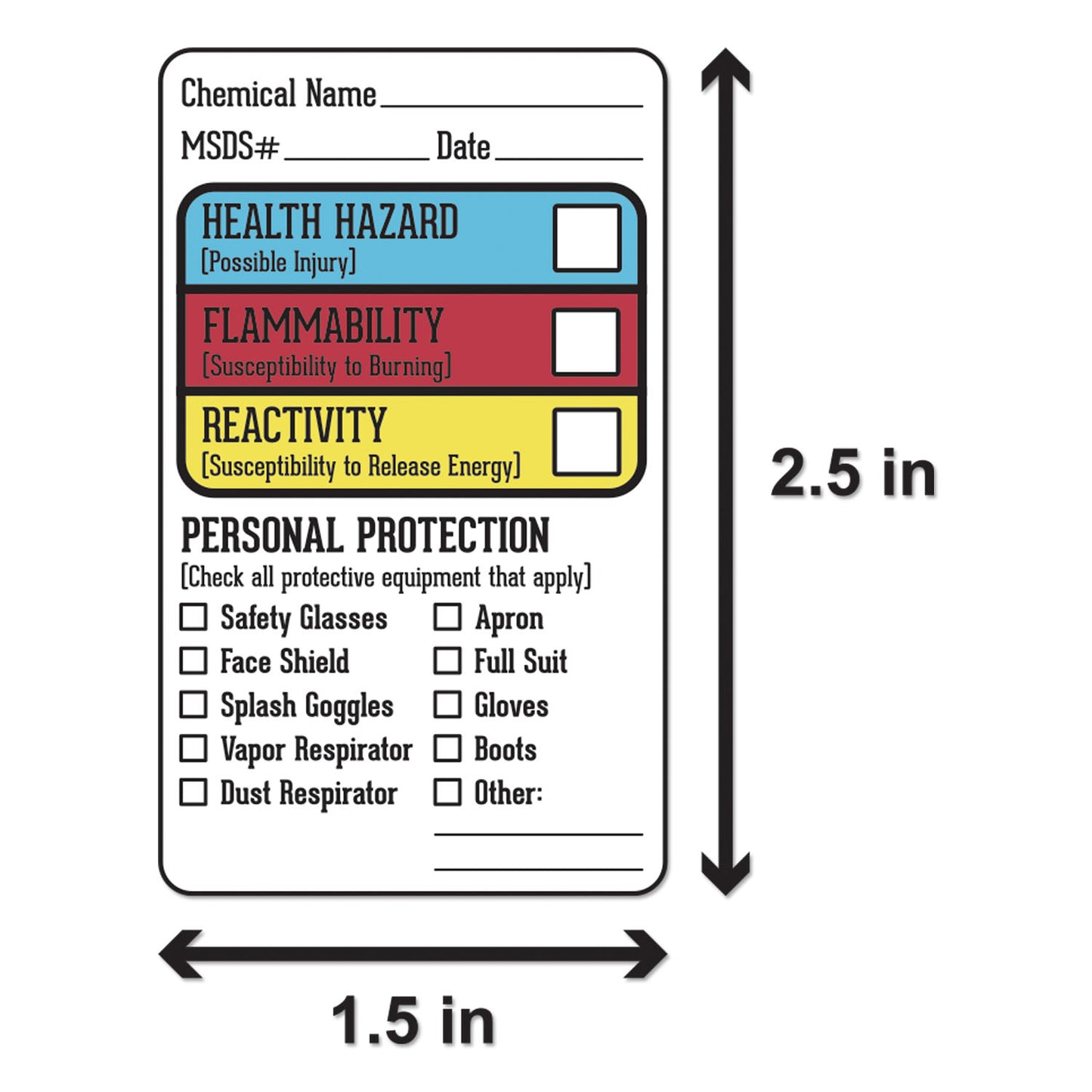 1.5 x 2.5 inch | Shipping & Handling: Right to Know Chemicals Stickers