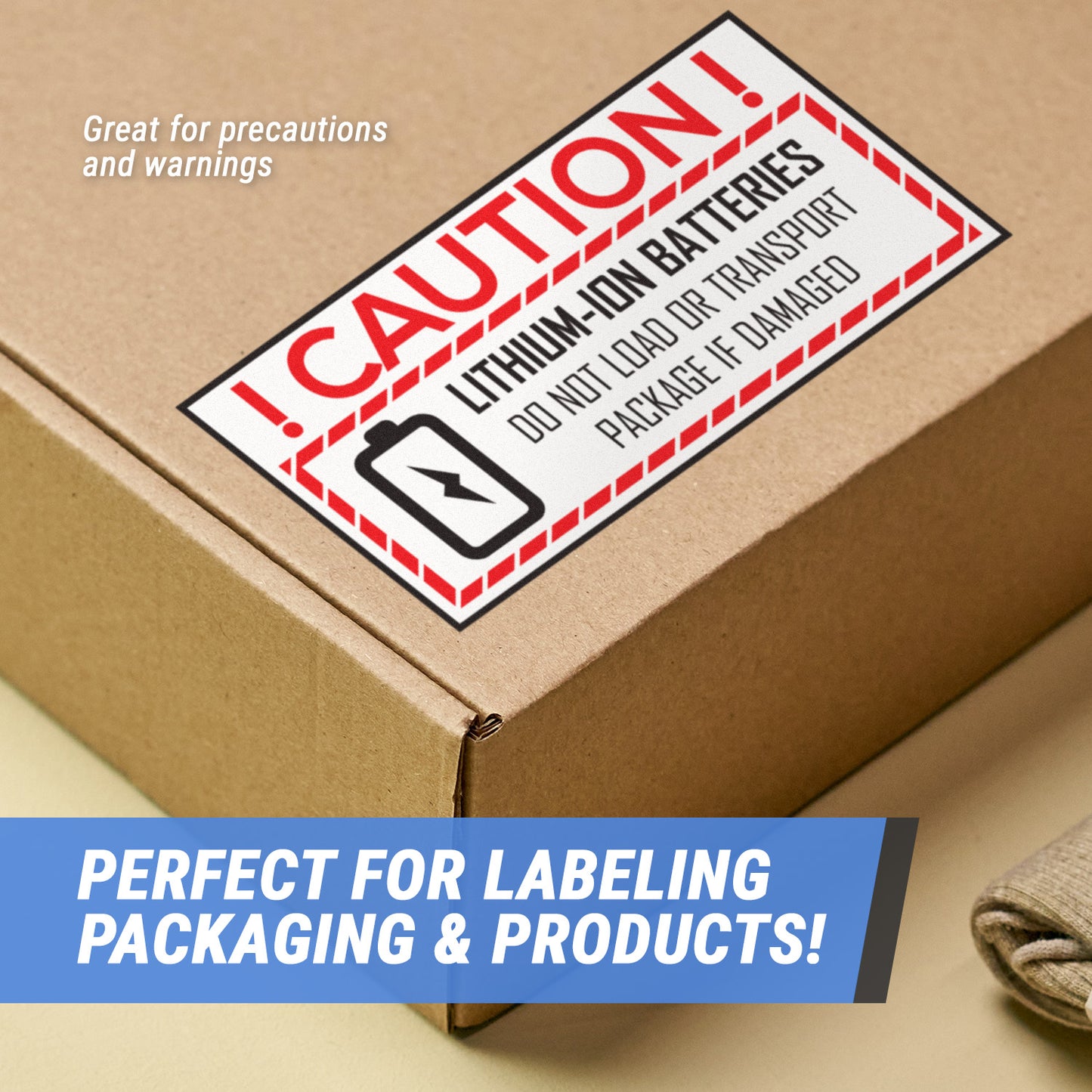 4 x 2 inch | Shipping & Handling: Caution Lithium Ion Battery Stickers