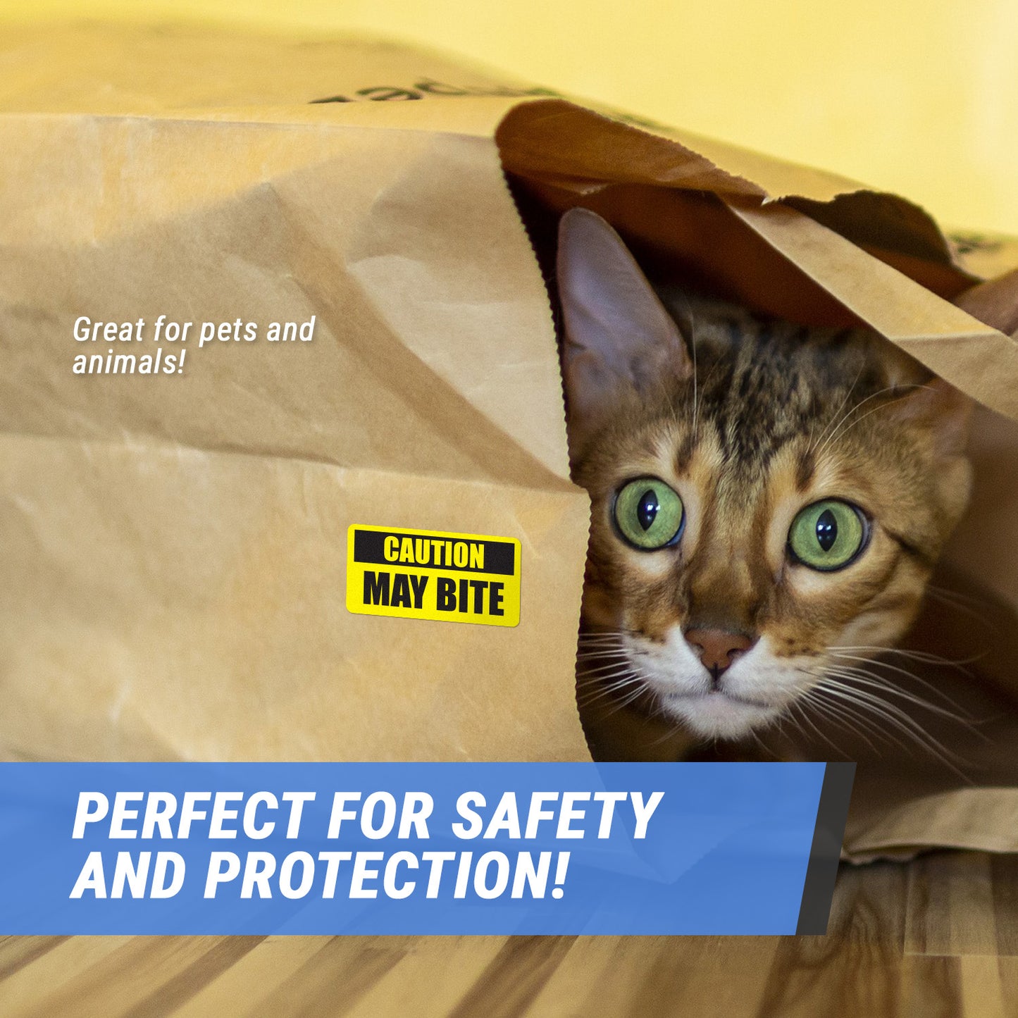 2 x 1 inch | Warning & Caution: Caution May Bite Stickers