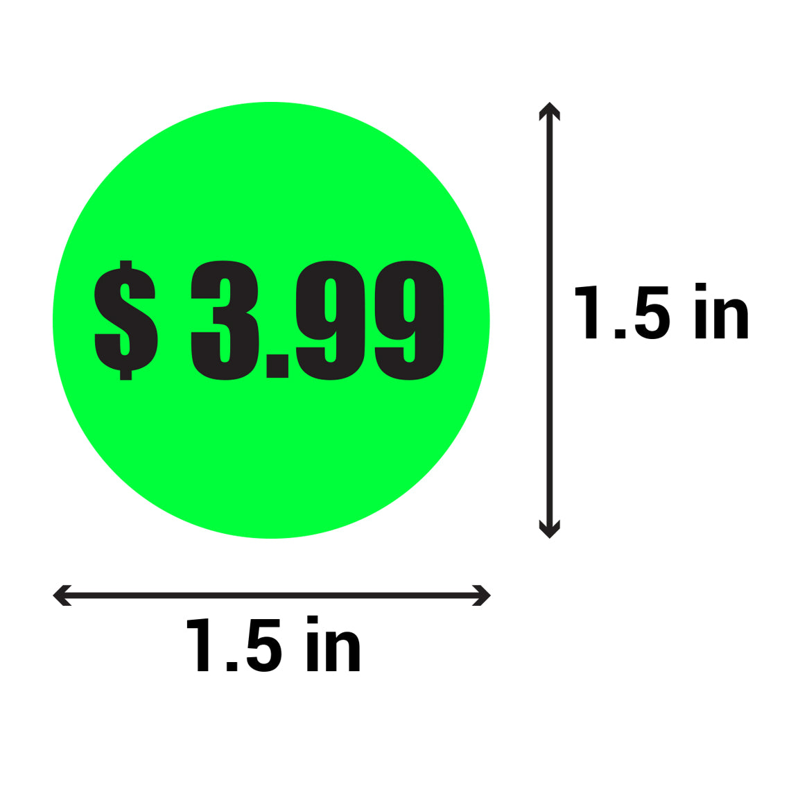 1.5 inch | Retail & Sale: $3.99 Three Dollars and 99 Cents Pricing Stickers