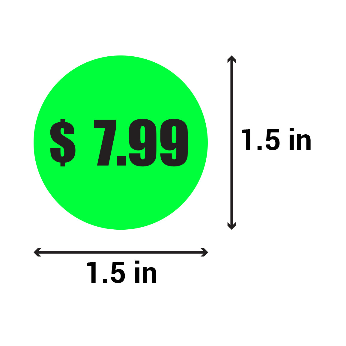 1.5 inch | Retail & Sale: $7.99 Seven Dollars and 99 Cent Pricing Stickers