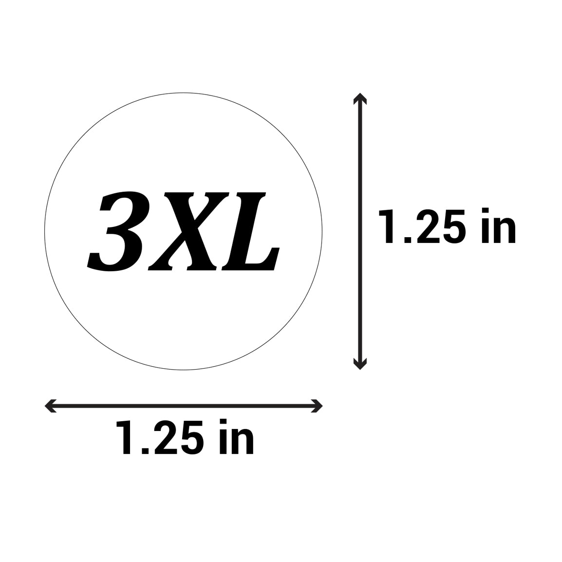 1.25 inch | Shoe & Clothing Size: (3XL) XXX-Large Stickers