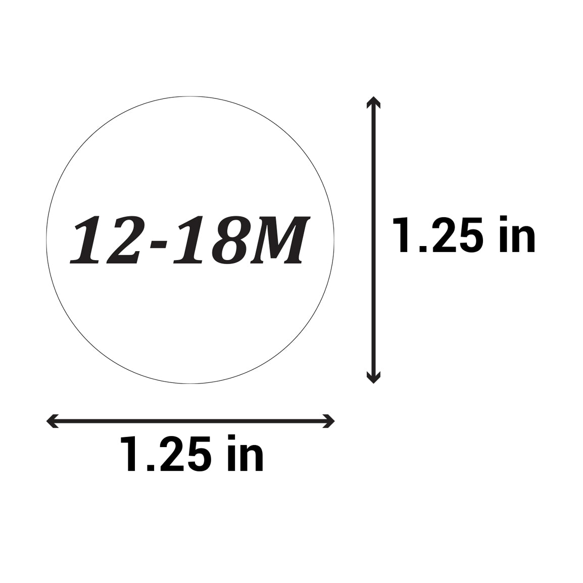 1.25 inch | Shoe & Clothing Size: Baby Clothing (12-18M) 12 to 18 Months Stickers
