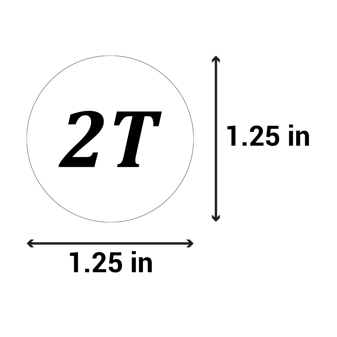 1.25 inch | Shoe & Clothing Size: Toddler Clothing "2T" 2 Years Old Stickers