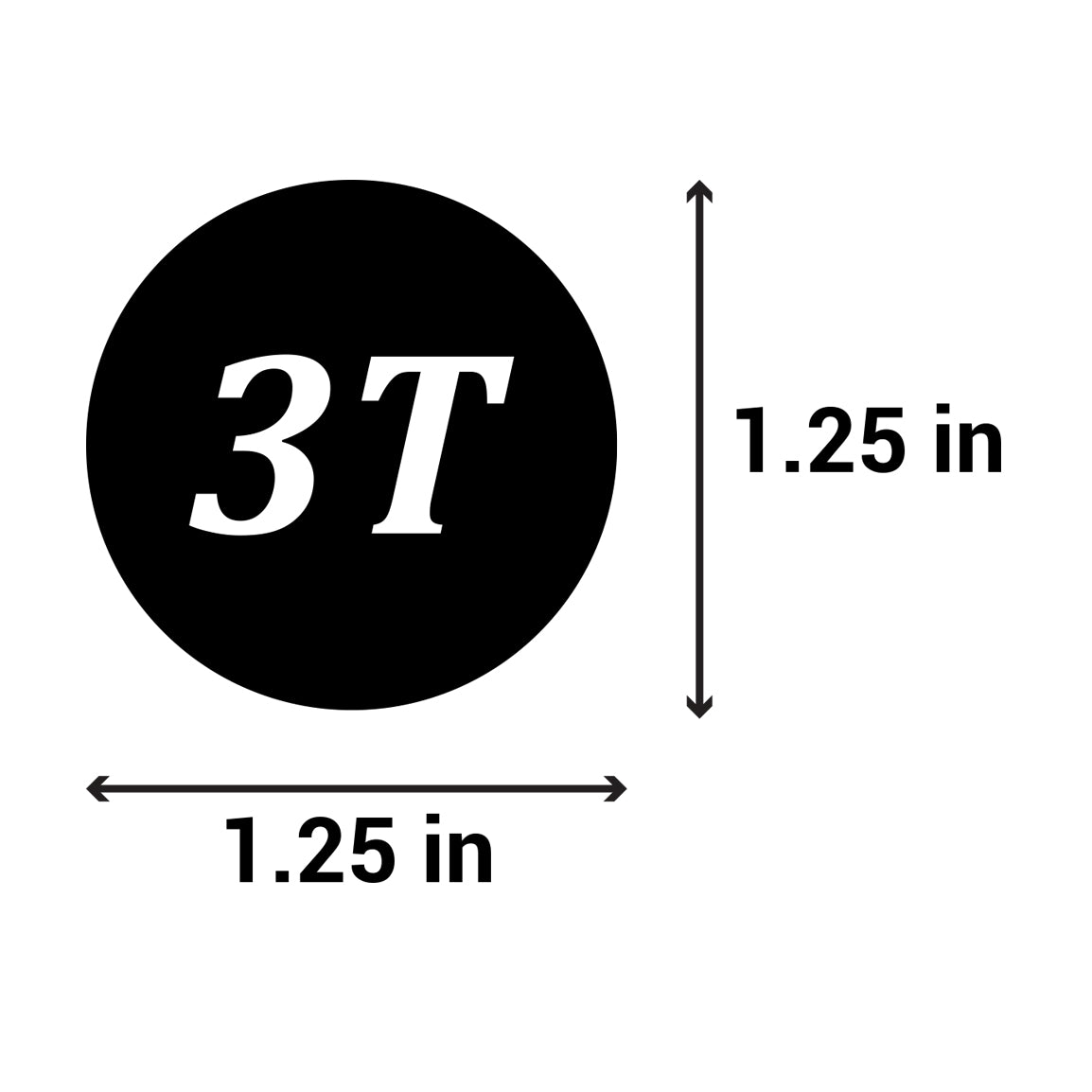 1.25 inch | Shoe & Clothing Size: Toddler Clothing "3T" 3 Years Old Stickers