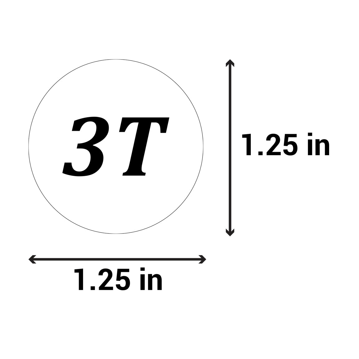 1.25 inch | Shoe & Clothing Size: Toddler Clothing "3T" 3 Years Old Stickers