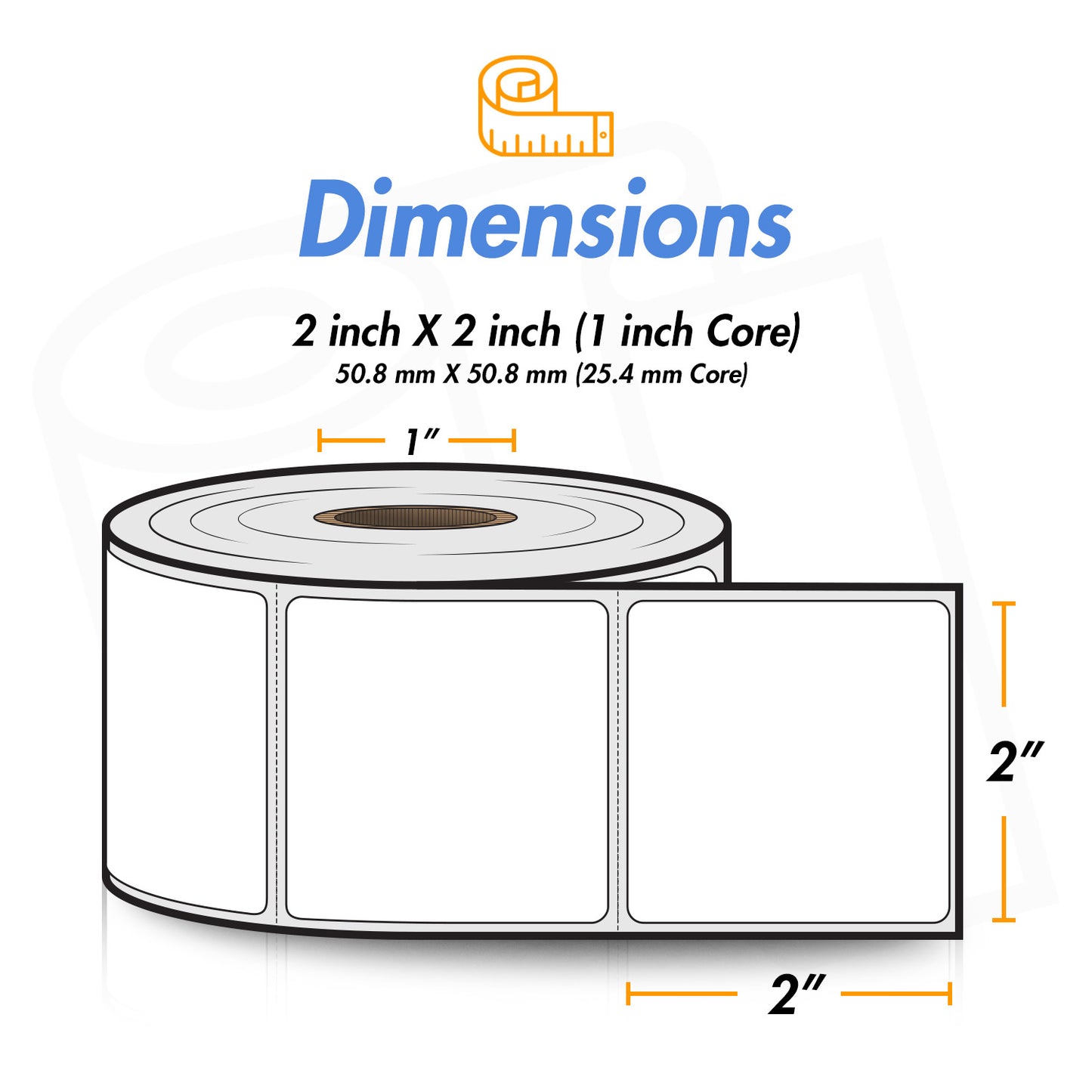 2 x 2 inch | Blank Direct Thermal Labels (1 inch Core)