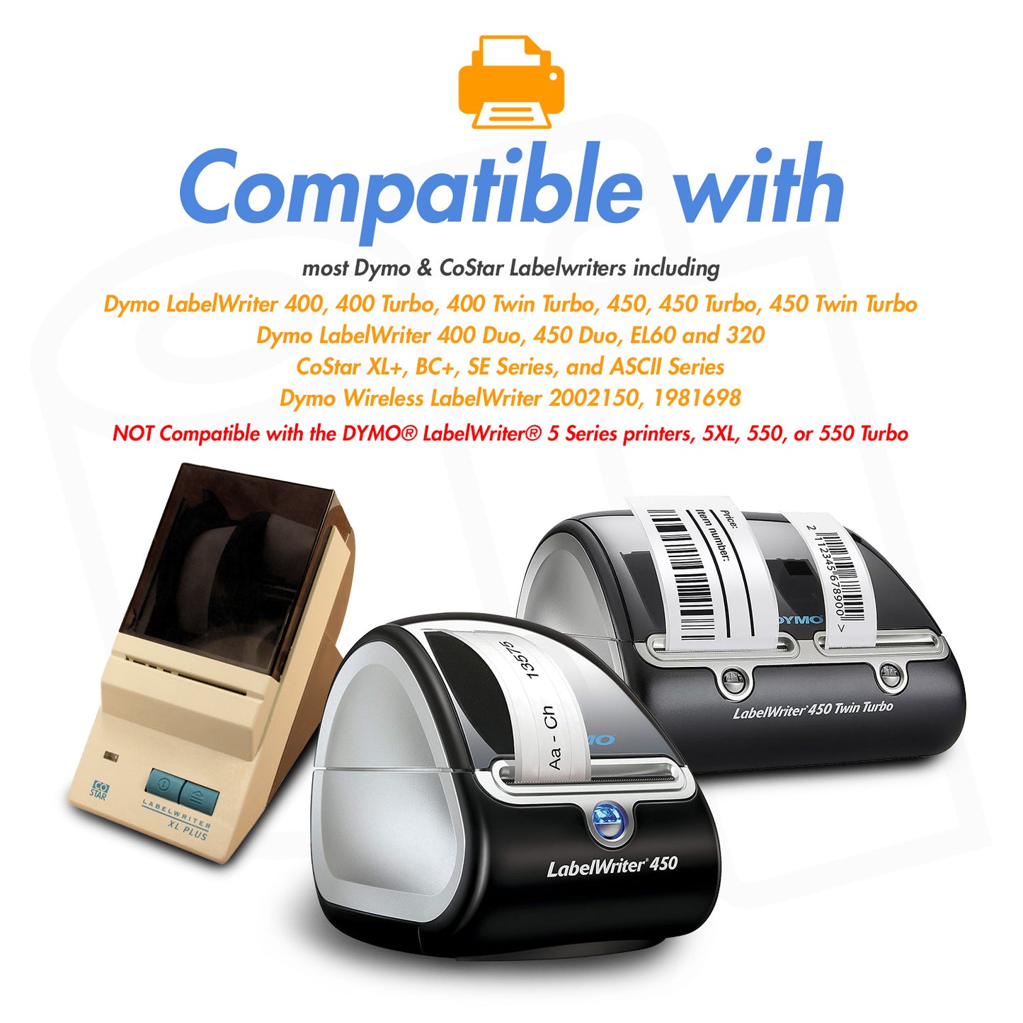 1/2 x 1 inch | Dymo 30333 Compatible - Mini Multipurpose Labels