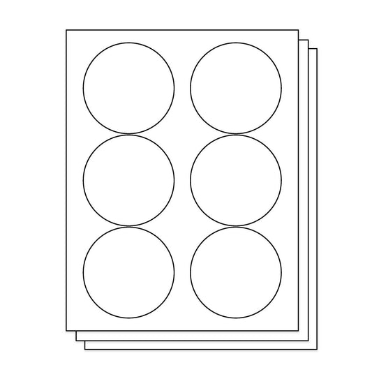6UP |  3.33 inch Blank Circle Labels - 6 Labels per Sheet