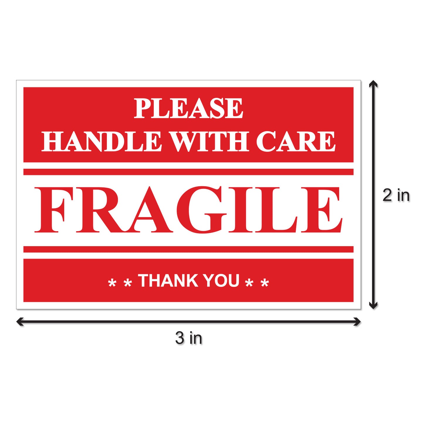 3 x 2 inch | Shipping & Handling: Fragile Stickers - Please Handle with Care