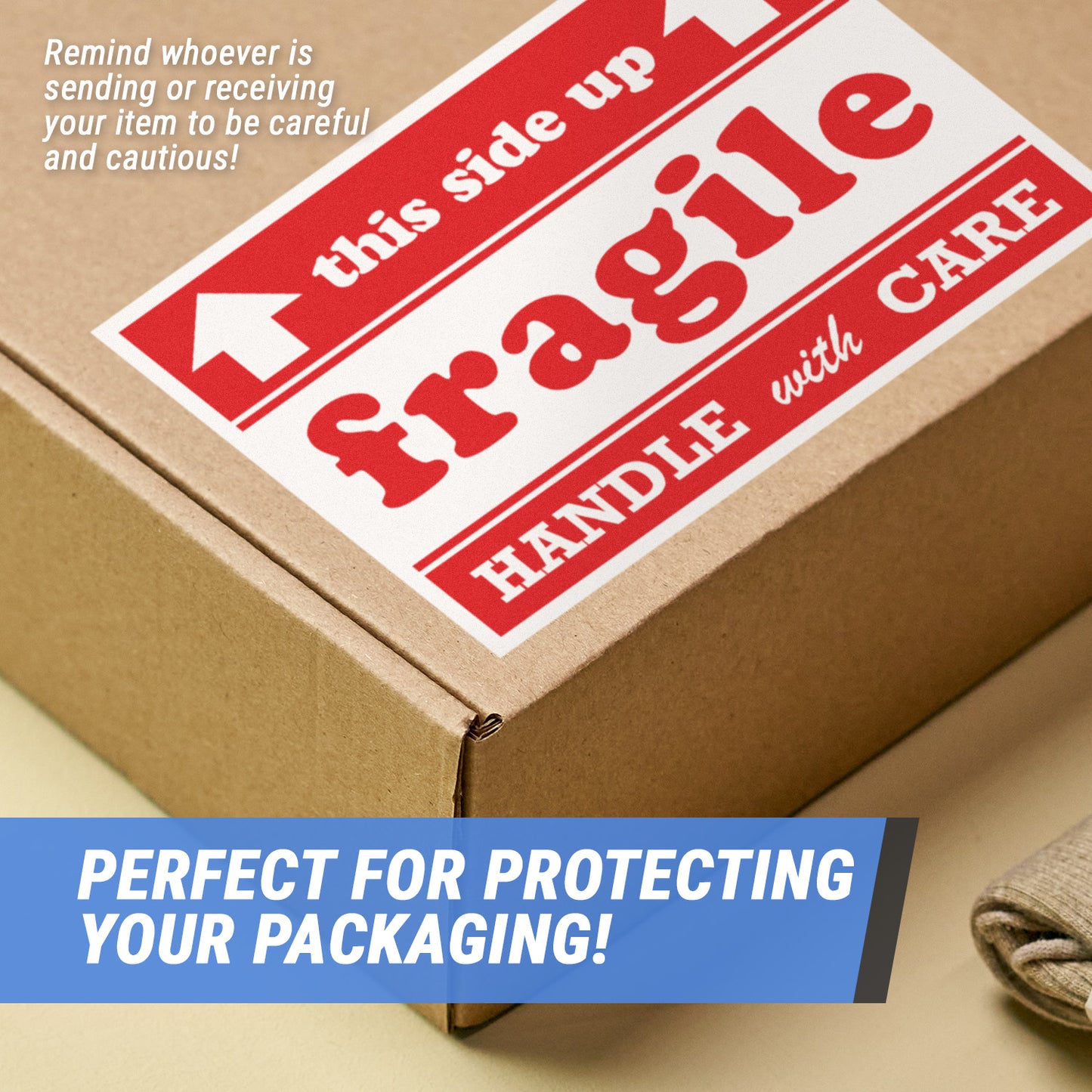 6 x 4 inch | Shipping & Handling: Fragile Handle With Care Stickers / This Side Up Stickers