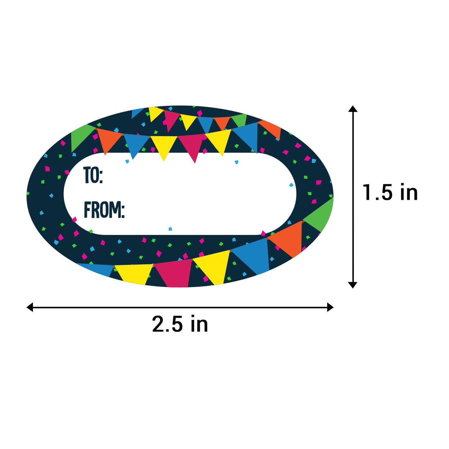 2.5 x 1.5 inch | Black Birthday Gift Tag Stickers (3 Designs)