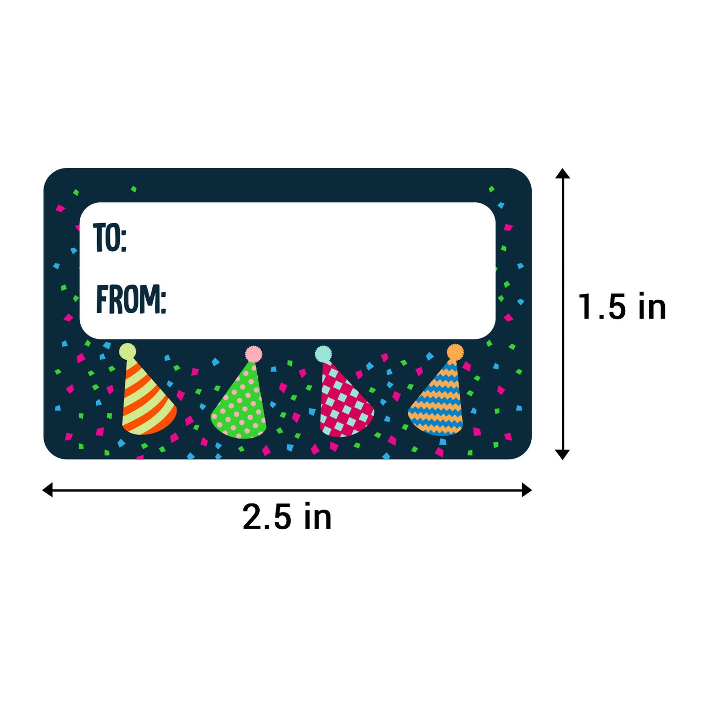 2.5 x 1.5 inch | Black Birthday Gift Tag Stickers (3 Designs)