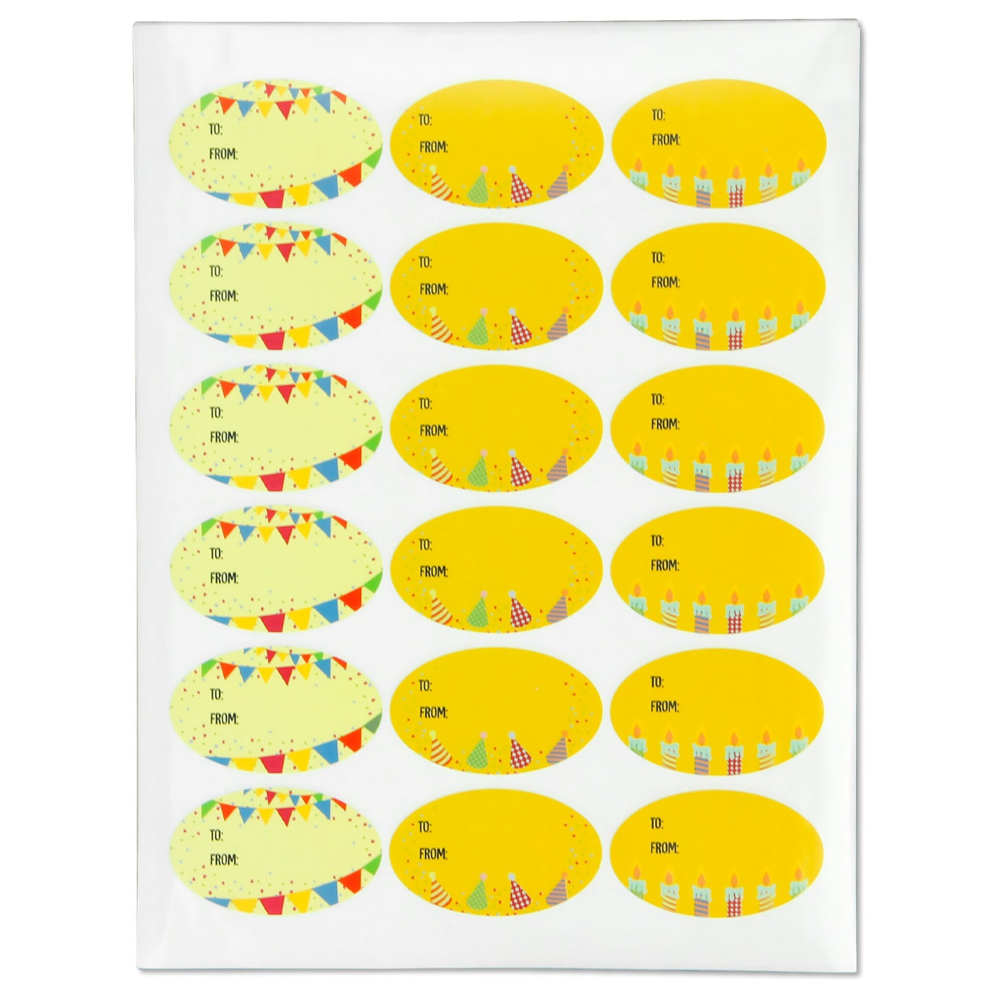 2.5 x 1.5 inch | Yellow Birthday Gift Tag Stickers (3 Designs)