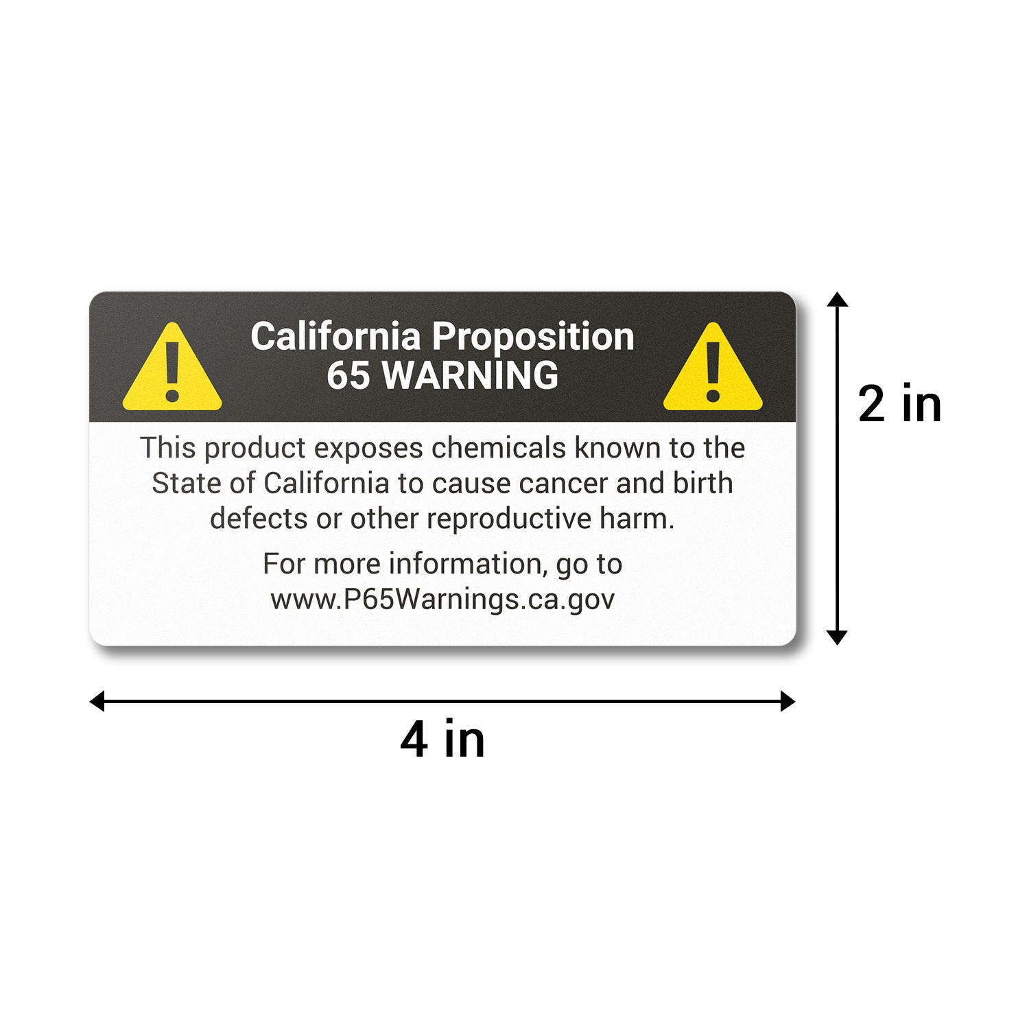 4 x 2 inch | Warning & Caution: California Proposition 65 Warning Stic ...