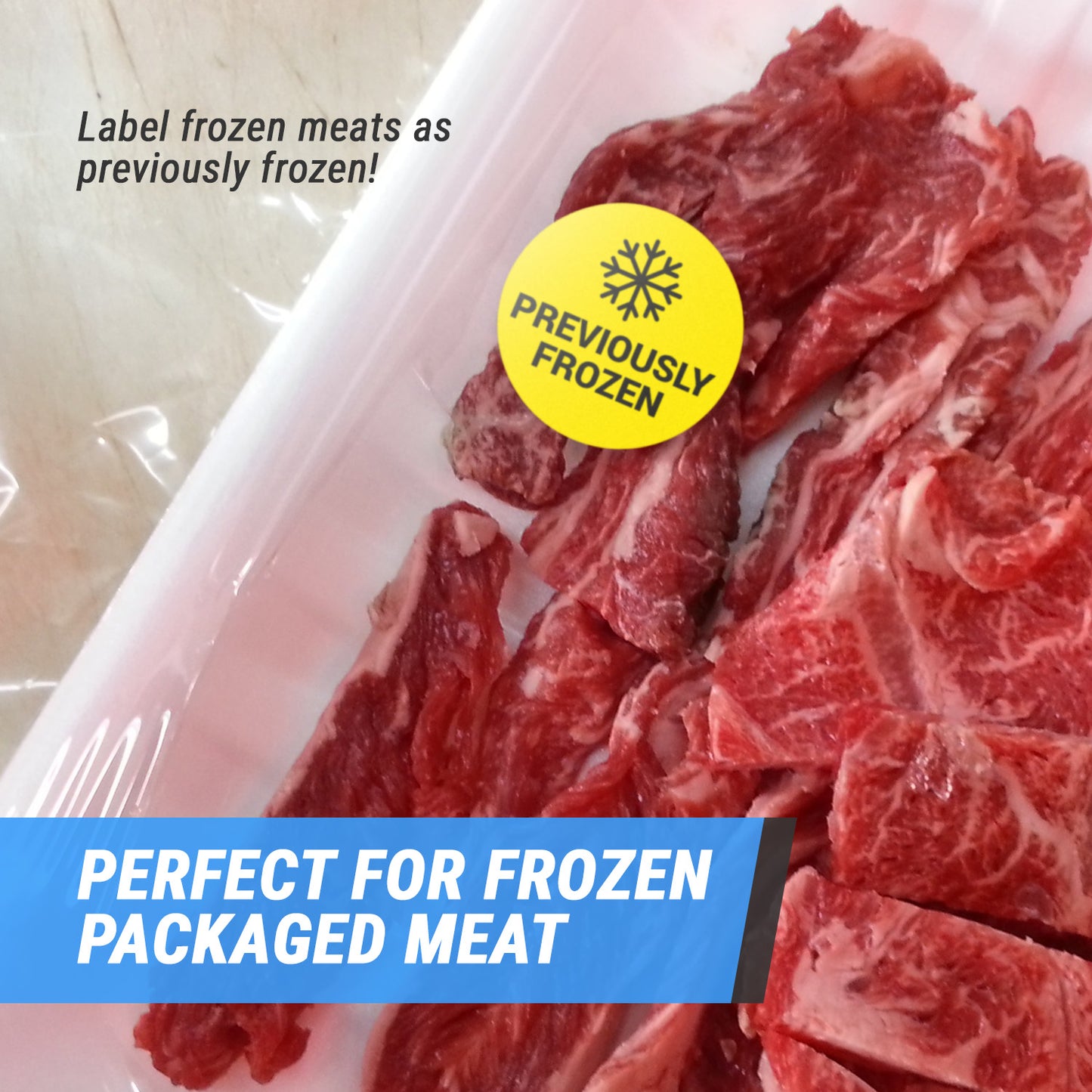 1.5 inch | Food Labeling: Previously Frozen Stickers